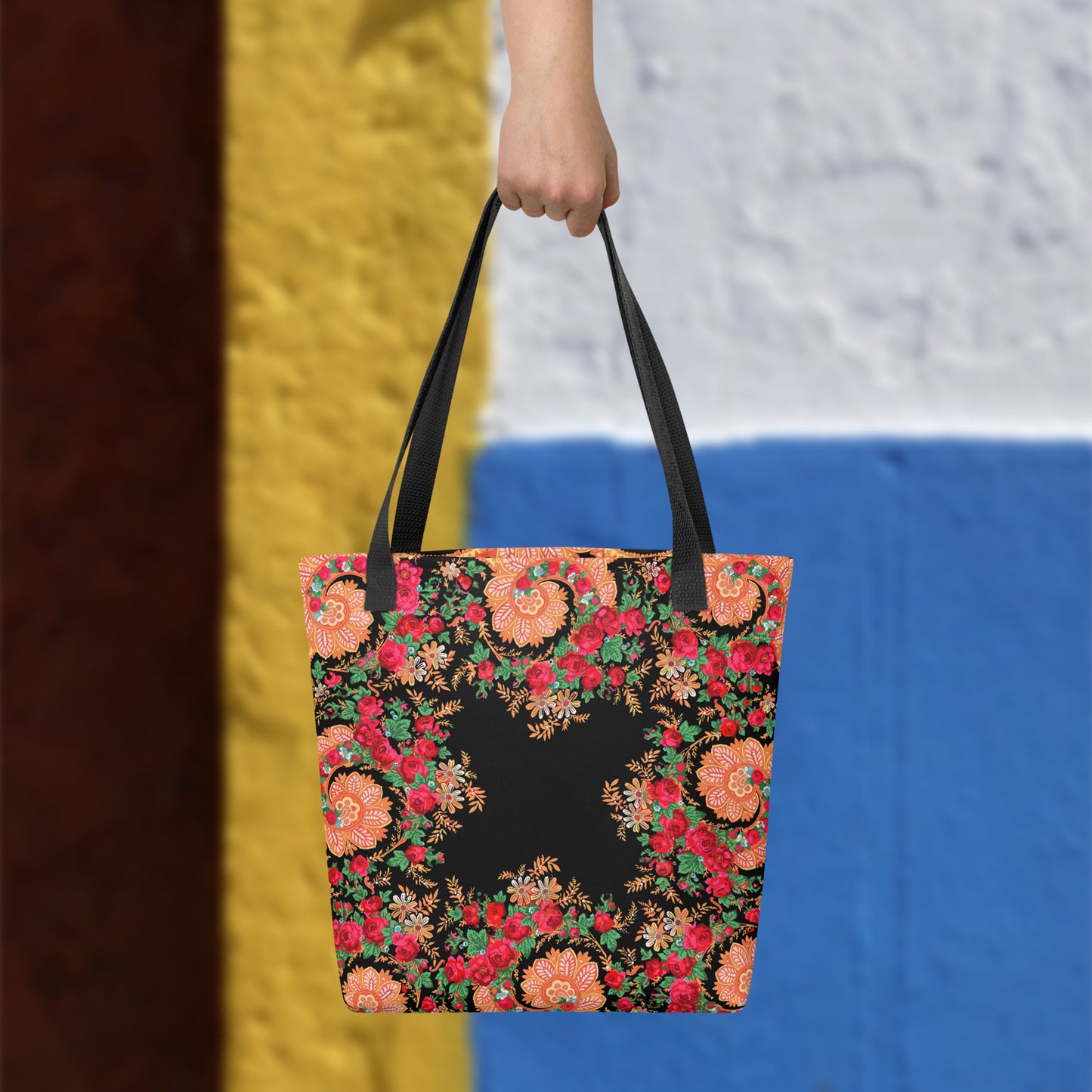 Sac cabas « Foulard portugais Minhoto noir »
