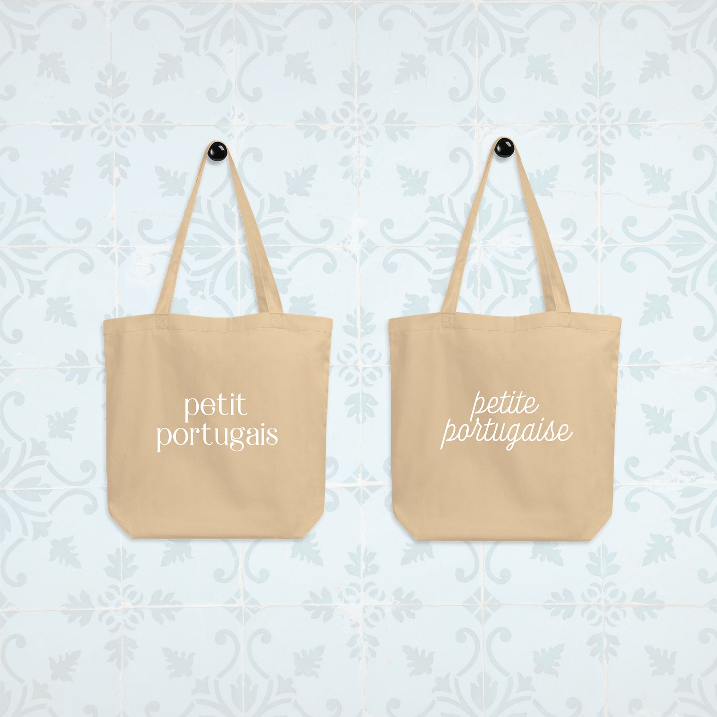 Duo de tote bag en coton bio « Petit portugais / Petite portugaise »