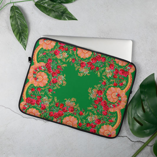 Housse pour ordinateur portable « Foulard portugais Minhoto vert »