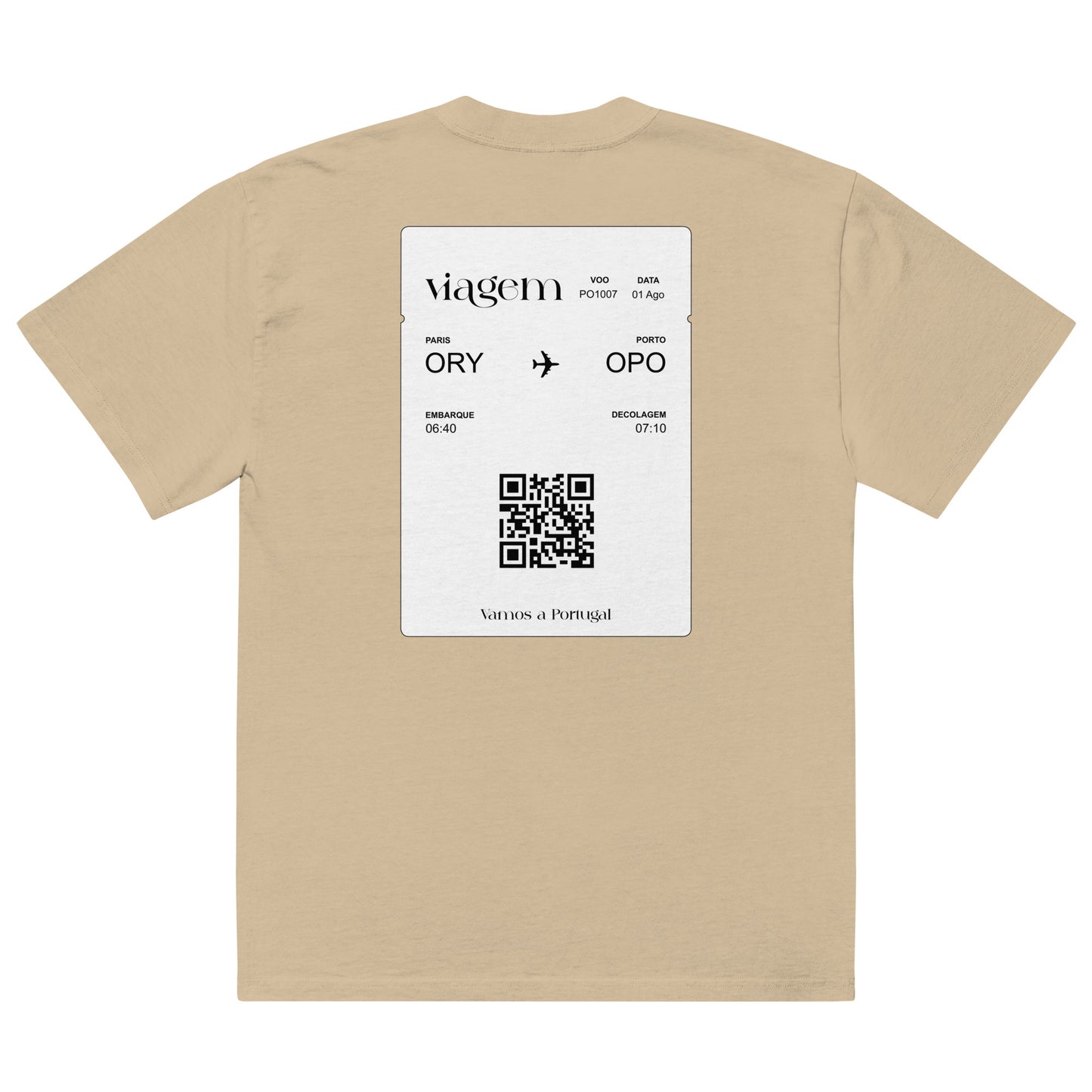 T-shirt oversized “Paris - Porto” personalizável