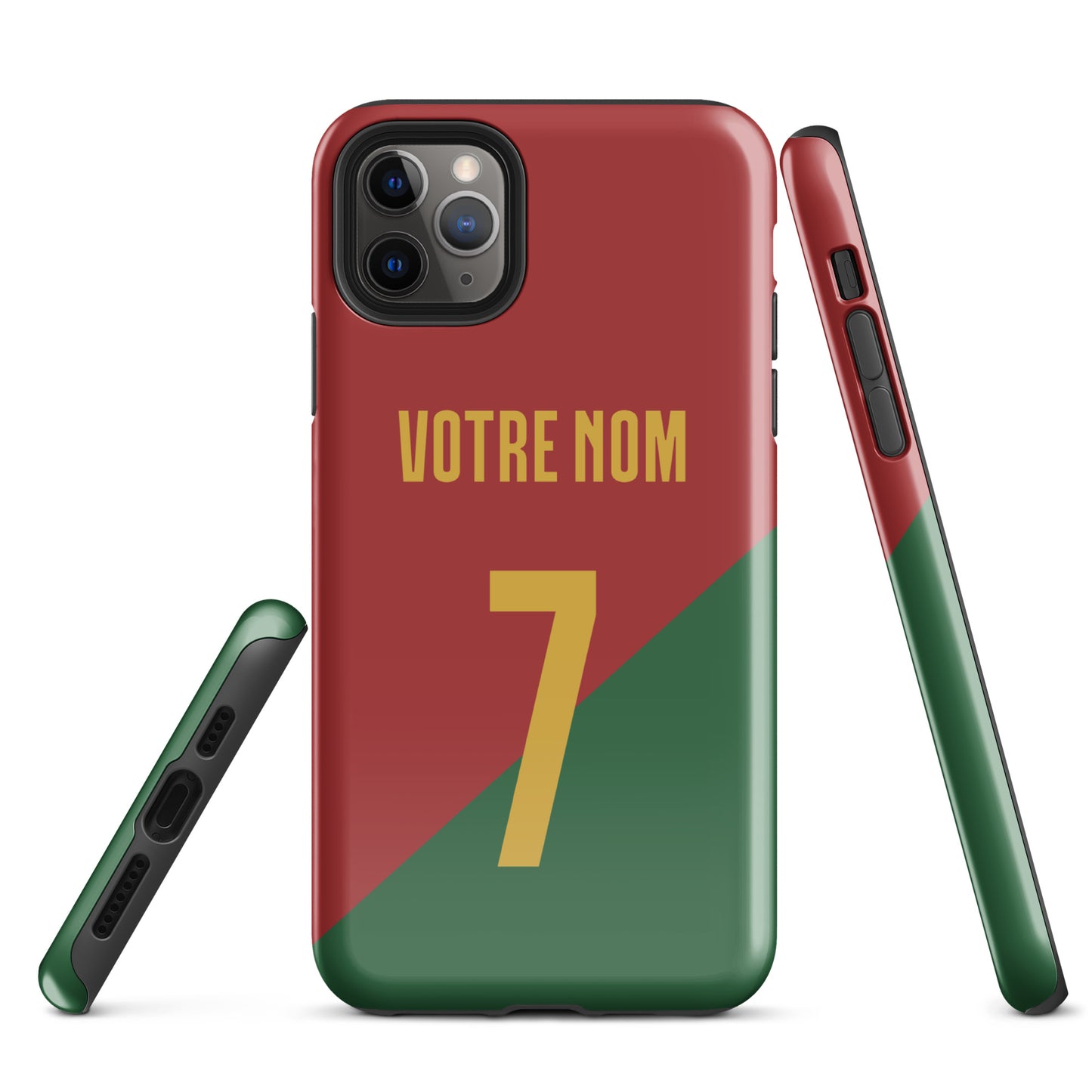 Coque iPhone rigide double protection "Maillot Portugal" personnalisable