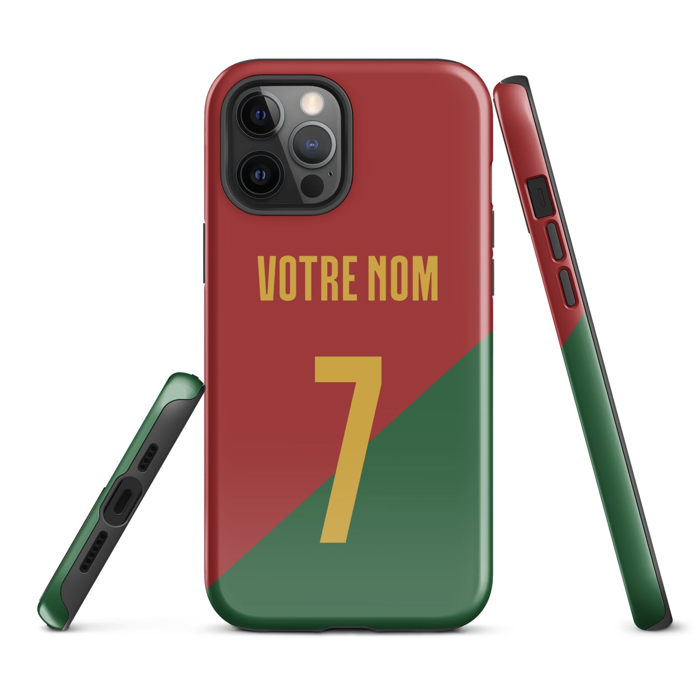 Coque iPhone rigide double protection "Maillot Portugal" personnalisable