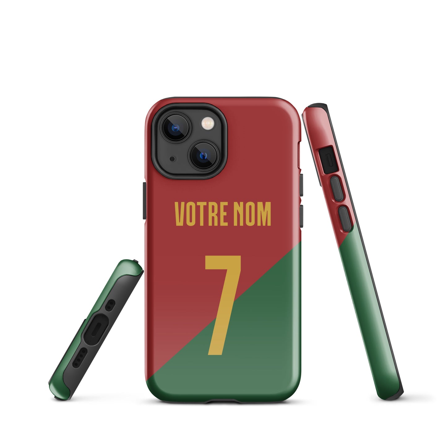 Coque iPhone rigide double protection "Maillot Portugal" personnalisable