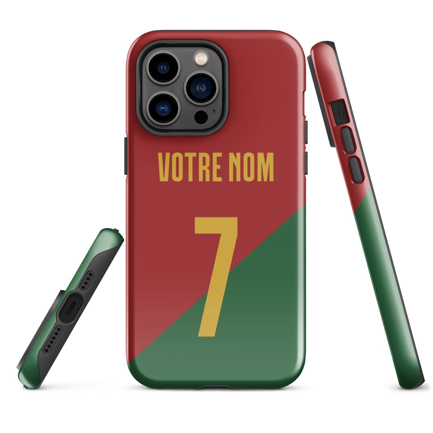 Coque iPhone rigide double protection "Maillot Portugal" personnalisable