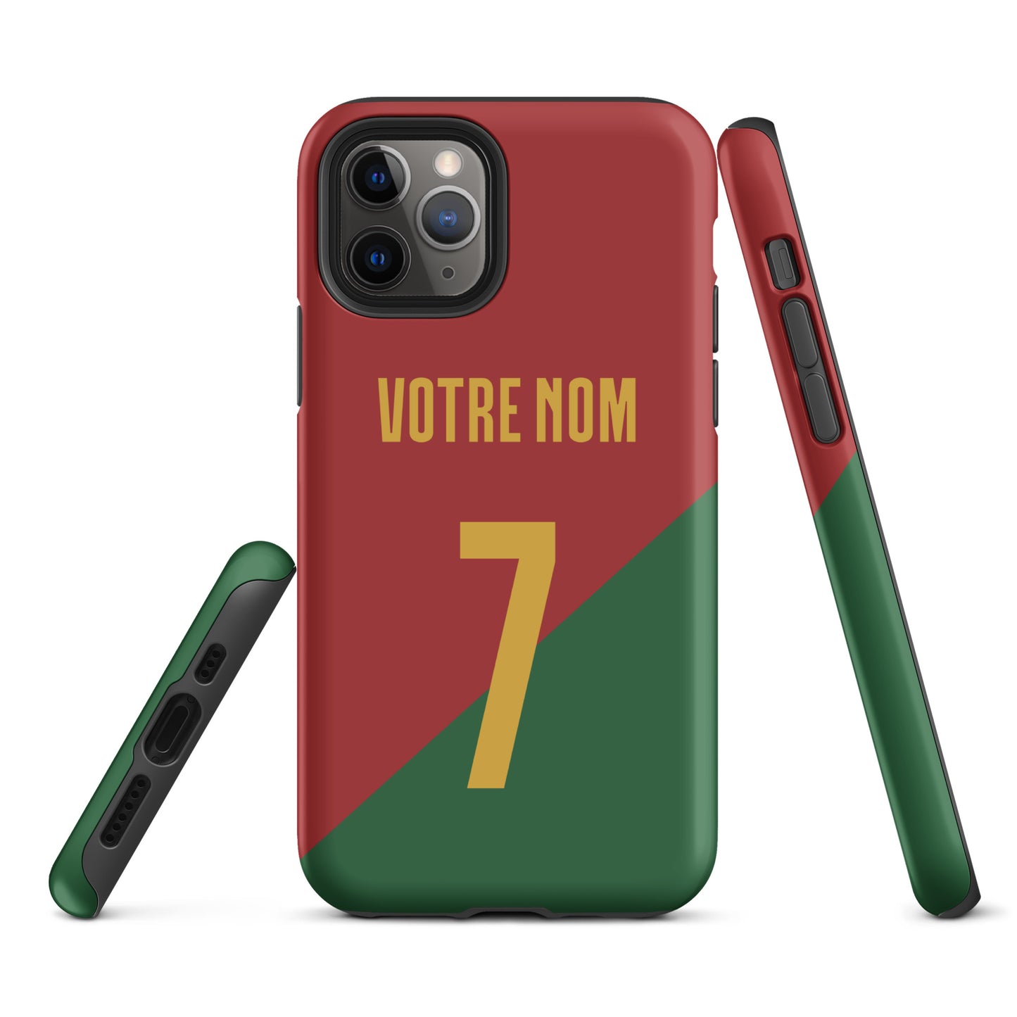 Coque iPhone rigide double protection "Maillot Portugal" personnalisable