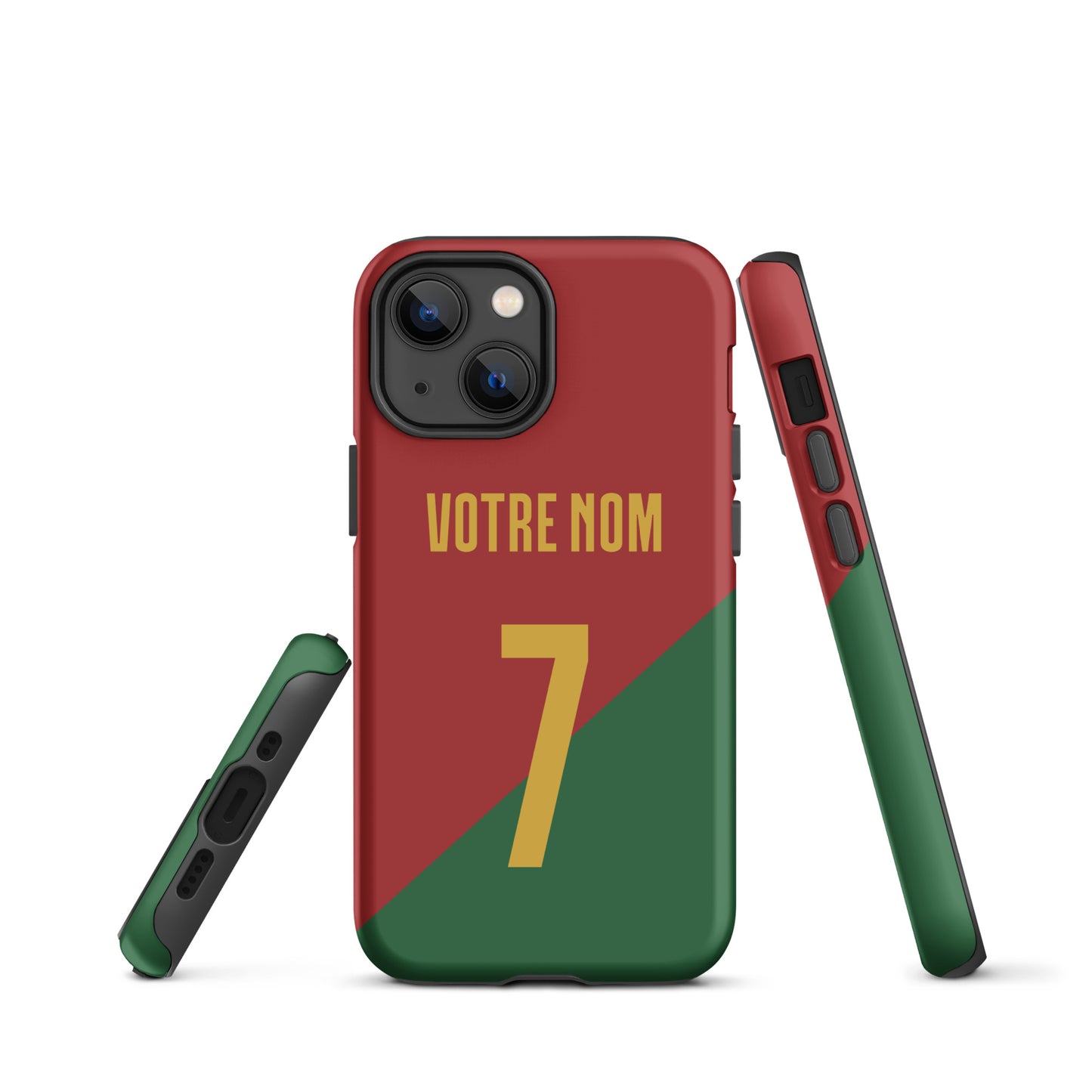 Coque iPhone rigide double protection "Maillot Portugal" personnalisable
