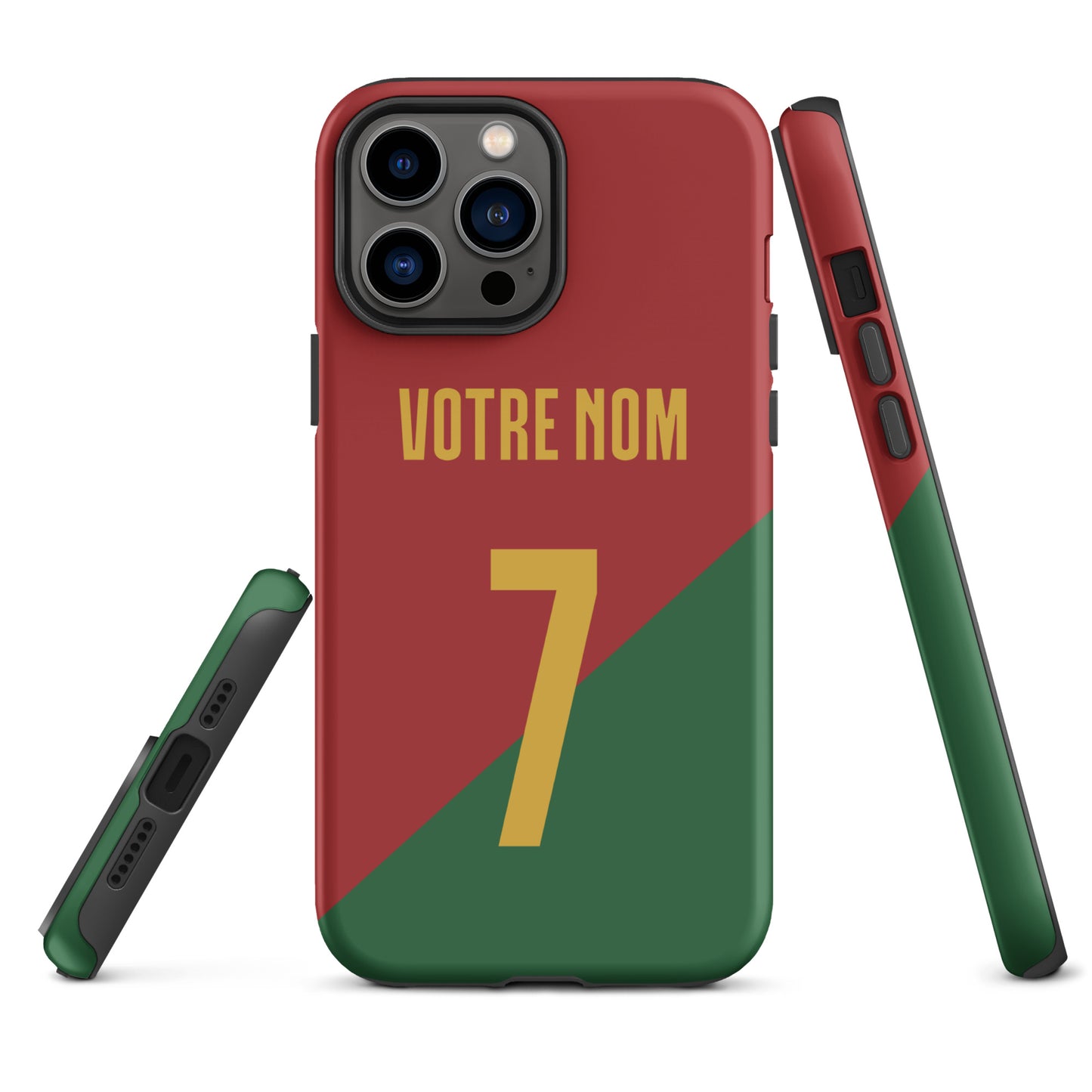 Coque iPhone rigide double protection "Maillot Portugal" personnalisable