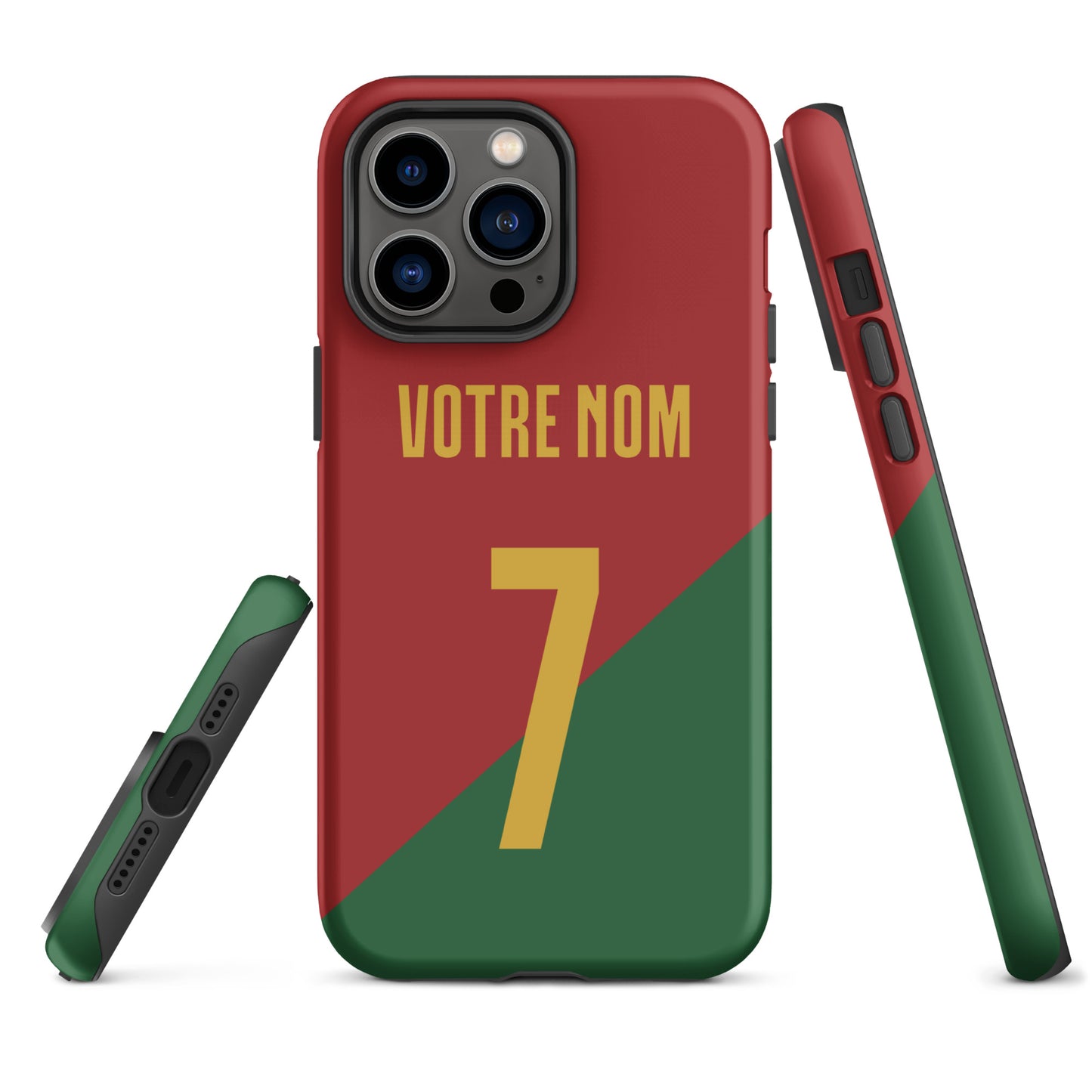 Coque iPhone rigide double protection "Maillot Portugal" personnalisable