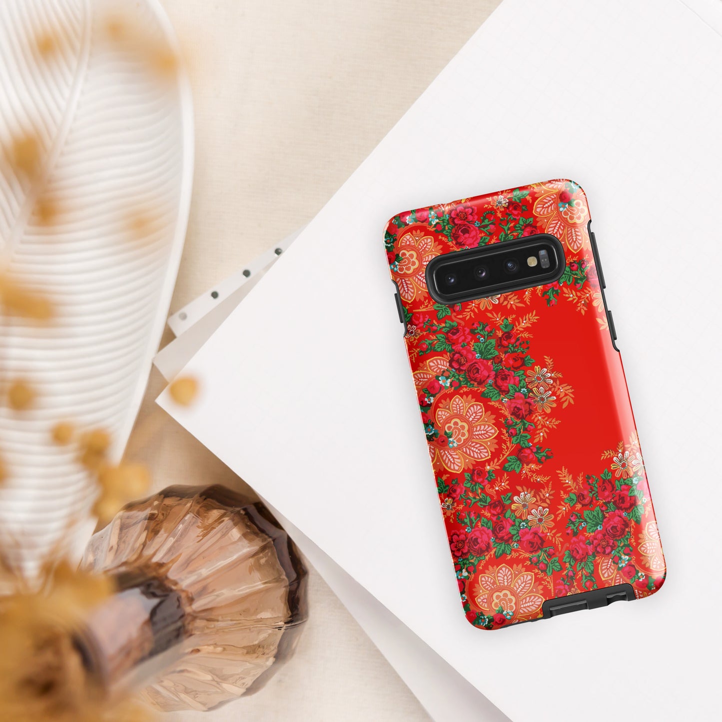 Coque Samsung rigide double protection « Foulard portugais Minhoto rouge »
