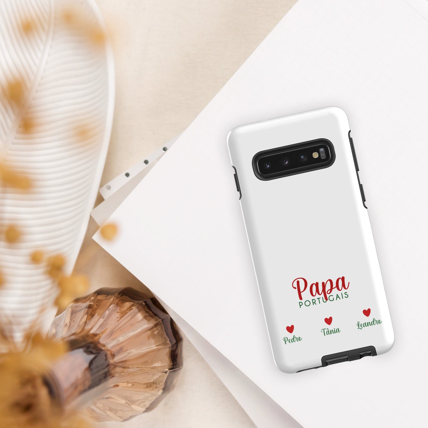 Coque Samsung rigide double protection « Papa portugais » personnalisable