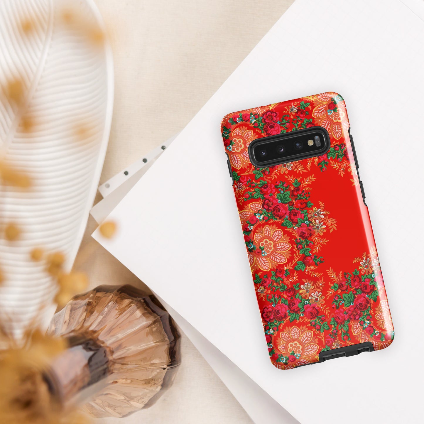 Coque Samsung rigide double protection « Foulard portugais Minhoto rouge »