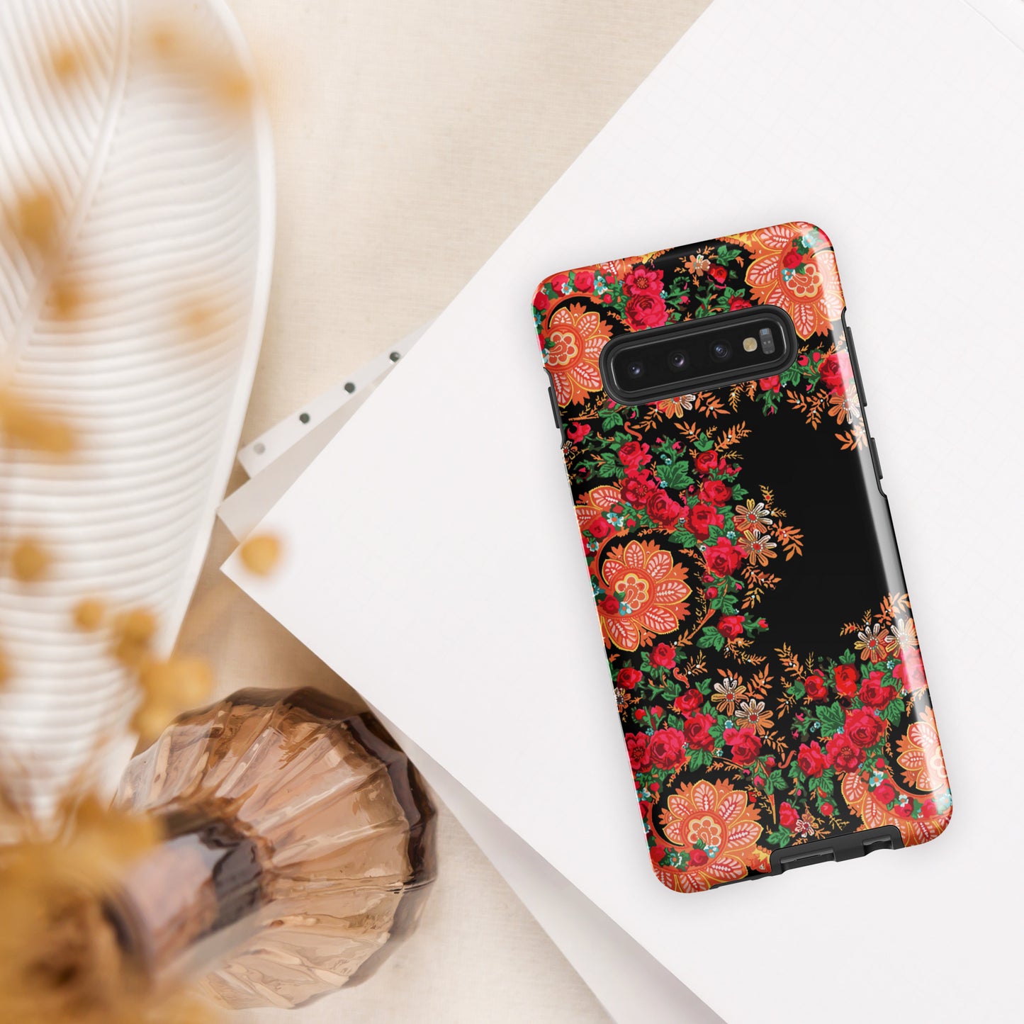 Coque Samsung rigide double protection « Foulard portugais Minhoto noir »