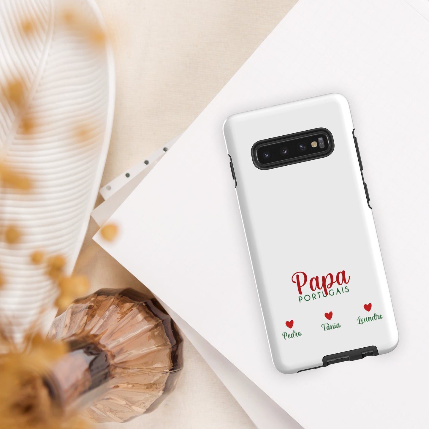 Coque Samsung rigide double protection « Papa portugais » personnalisable