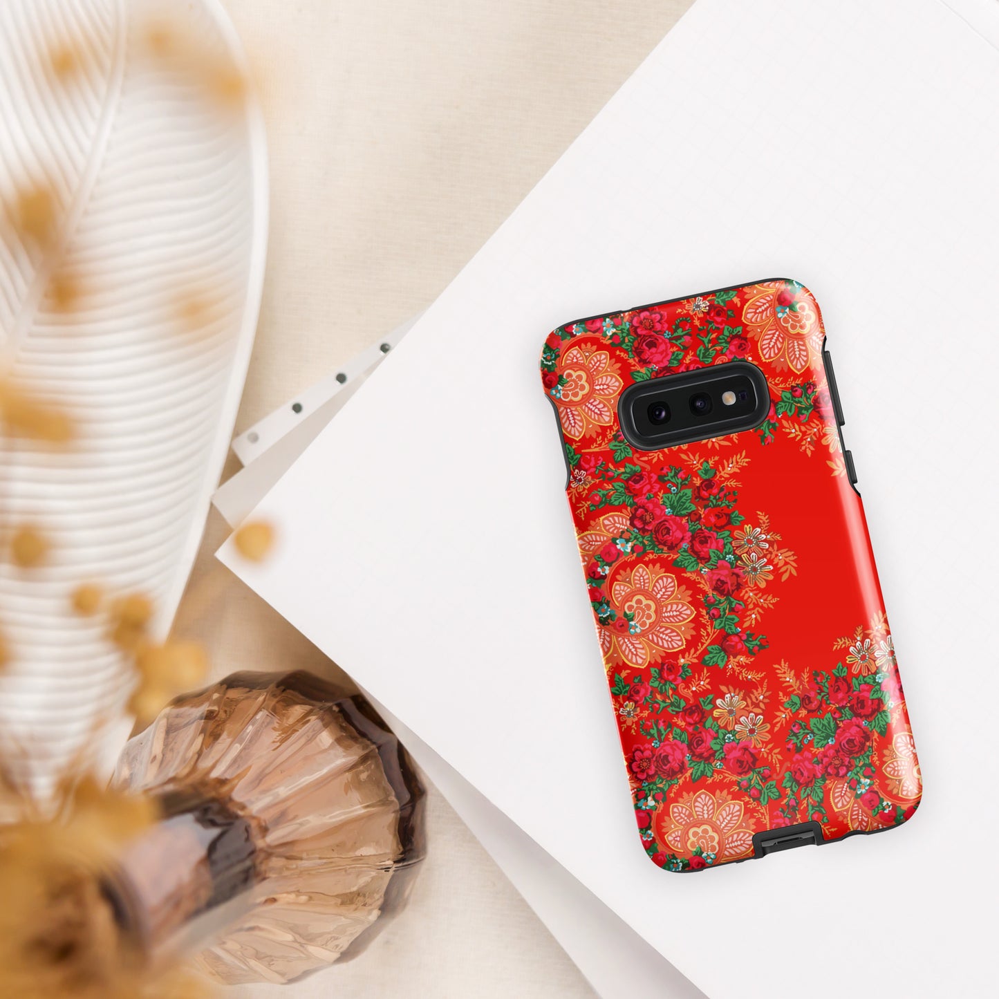 Coque Samsung rigide double protection « Foulard portugais Minhoto rouge »