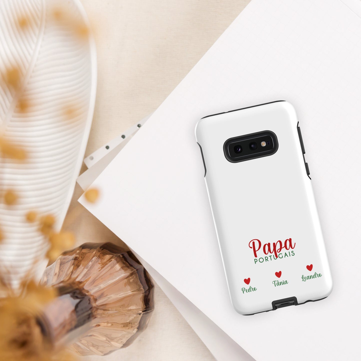 Coque Samsung rigide double protection « Papa portugais » personnalisable