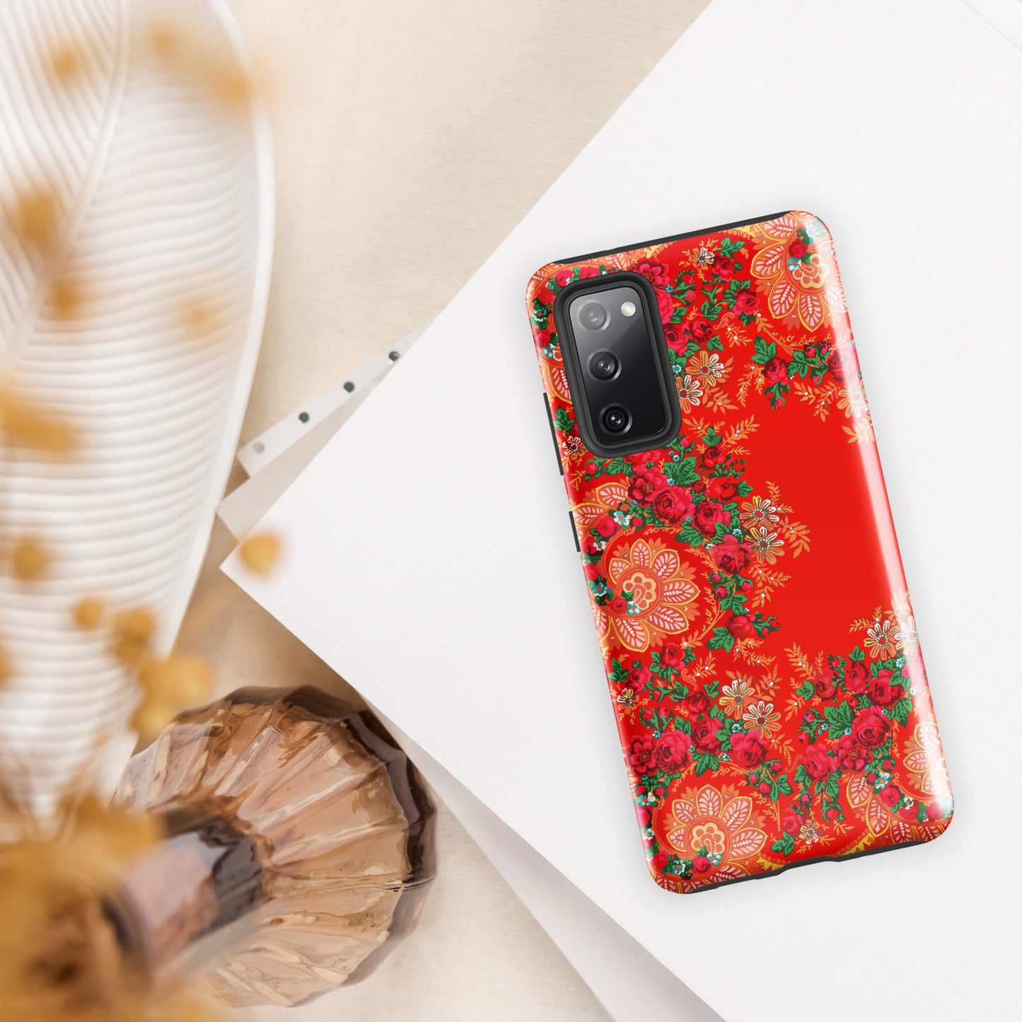 Coque Samsung rigide double protection « Foulard portugais Minhoto rouge »