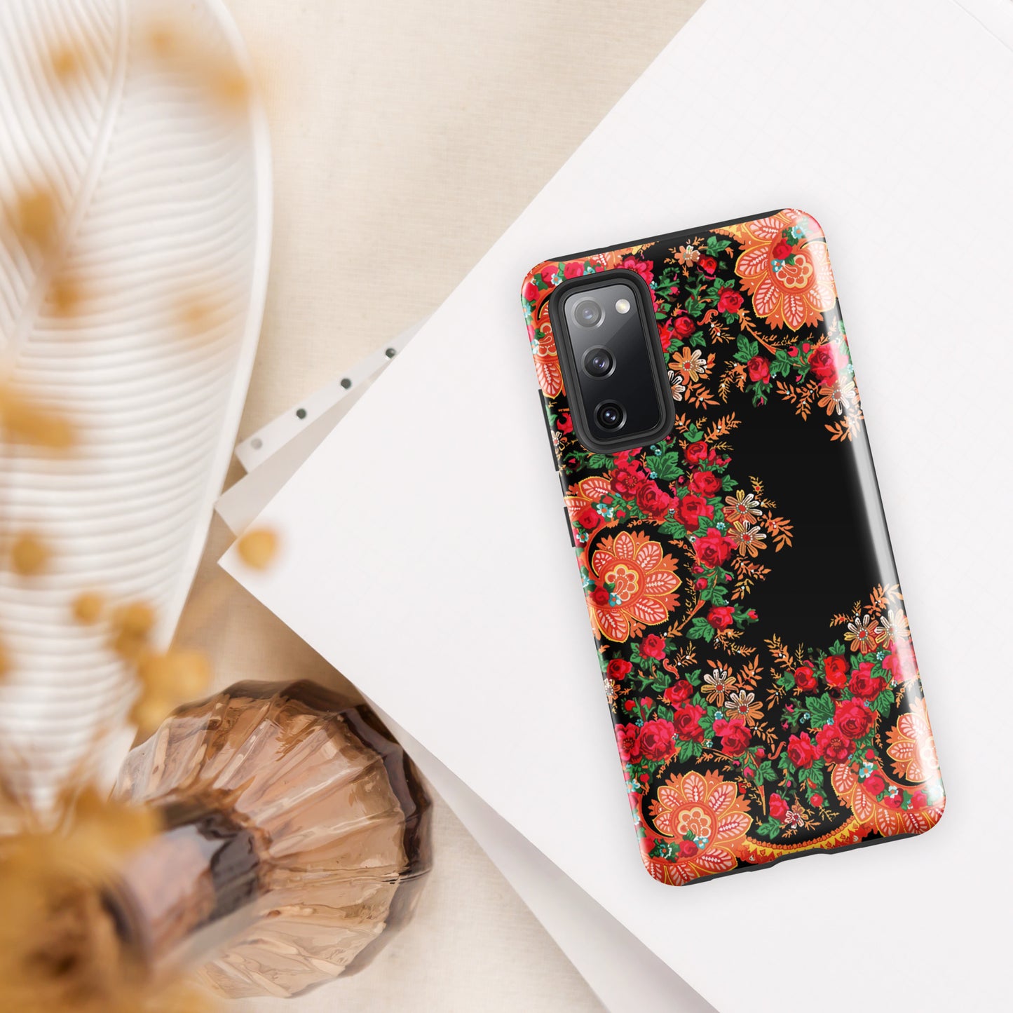 Coque Samsung rigide double protection « Foulard portugais Minhoto noir »