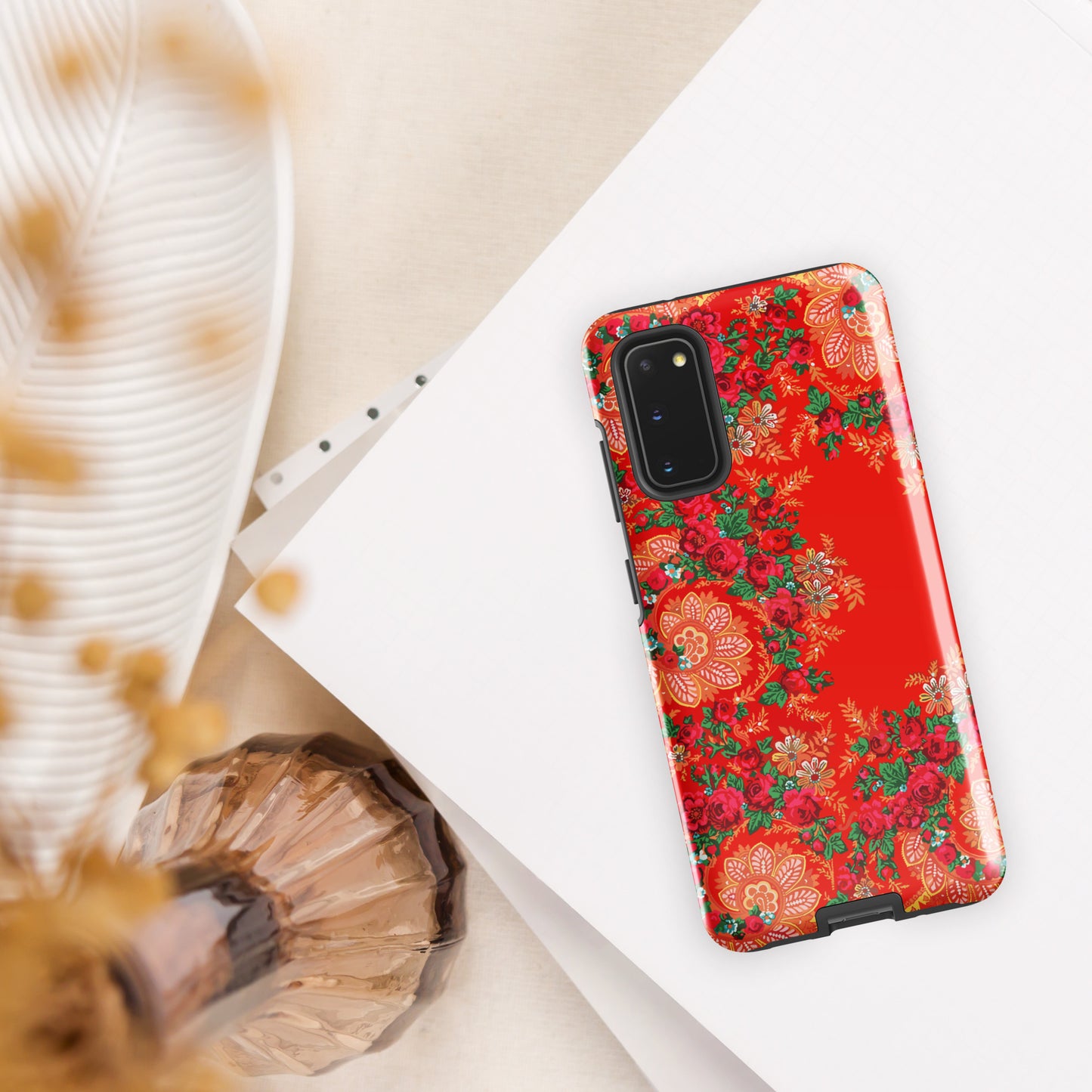 Coque Samsung rigide double protection « Foulard portugais Minhoto rouge »