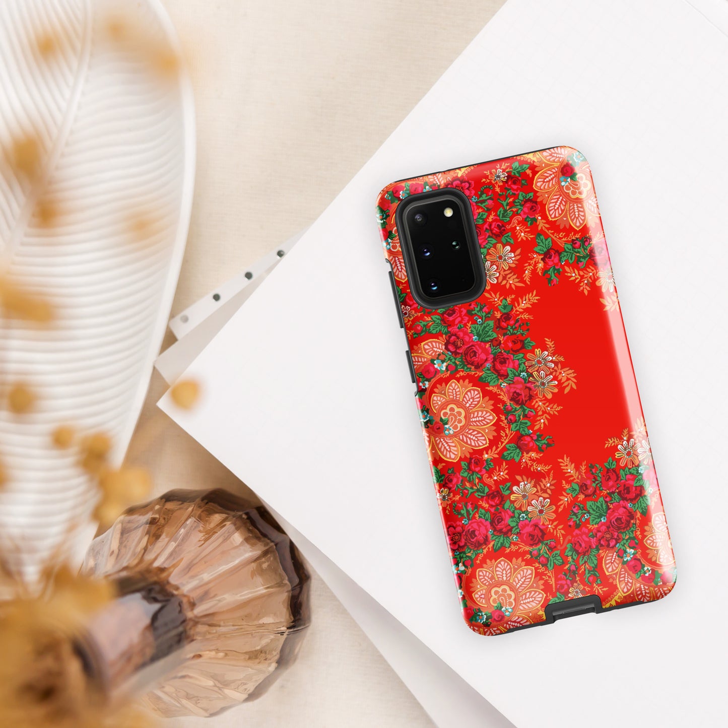 Coque Samsung rigide double protection « Foulard portugais Minhoto rouge »