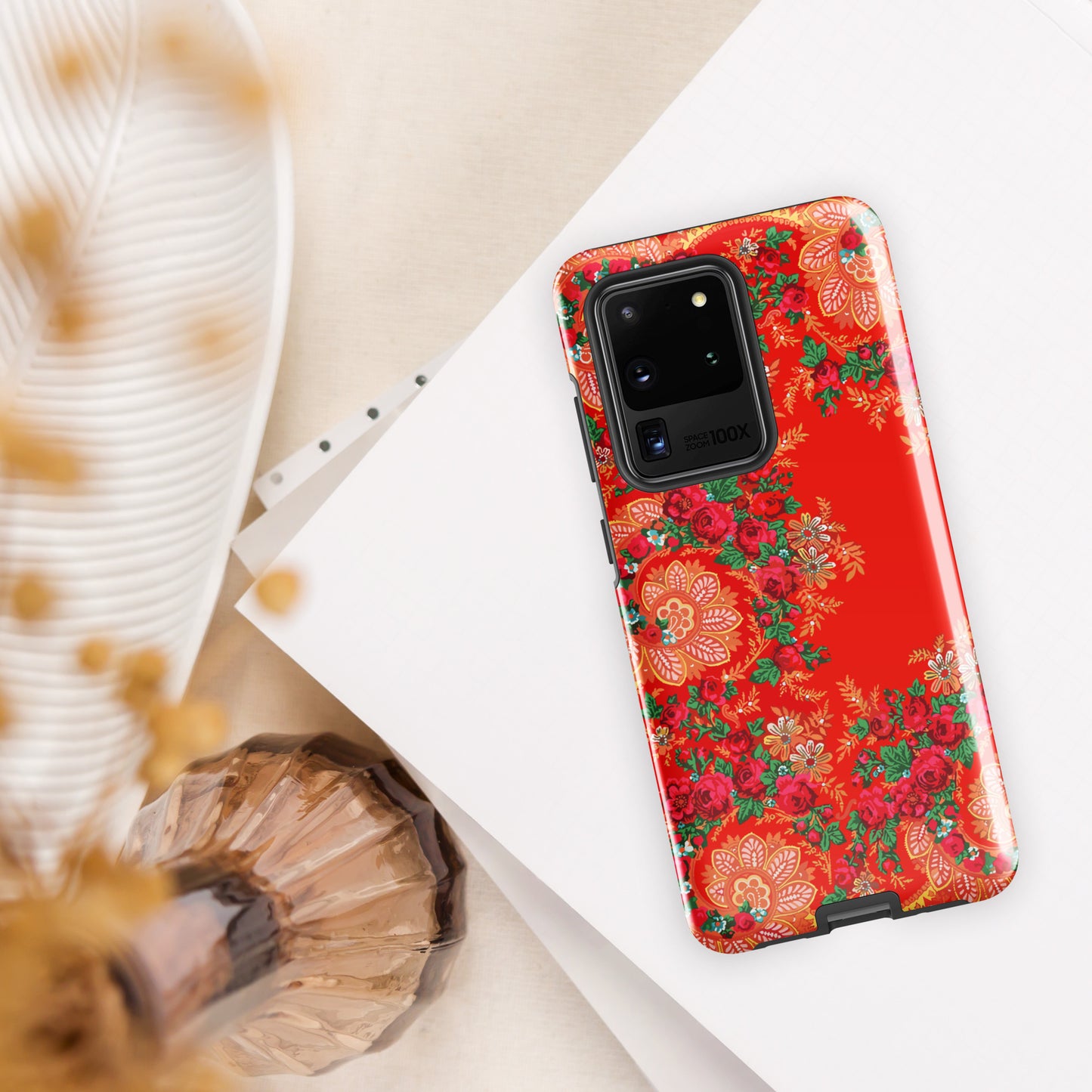 Coque Samsung rigide double protection « Foulard portugais Minhoto rouge »