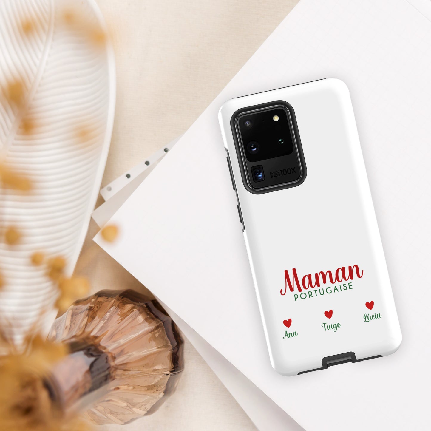 Coque Samsung rigide double protection « Maman portugaise » personnalisable