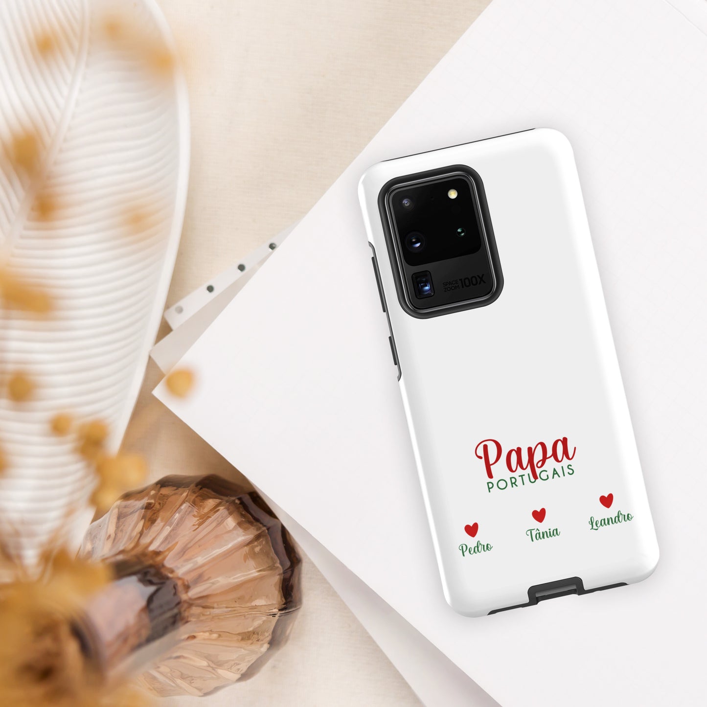 Coque Samsung rigide double protection « Papa portugais » personnalisable