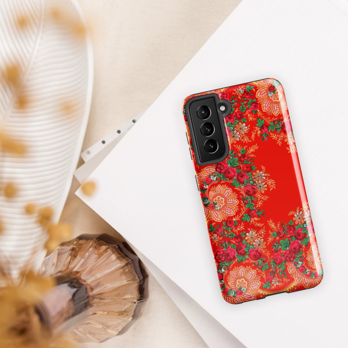 Coque Samsung rigide double protection « Foulard portugais Minhoto rouge »