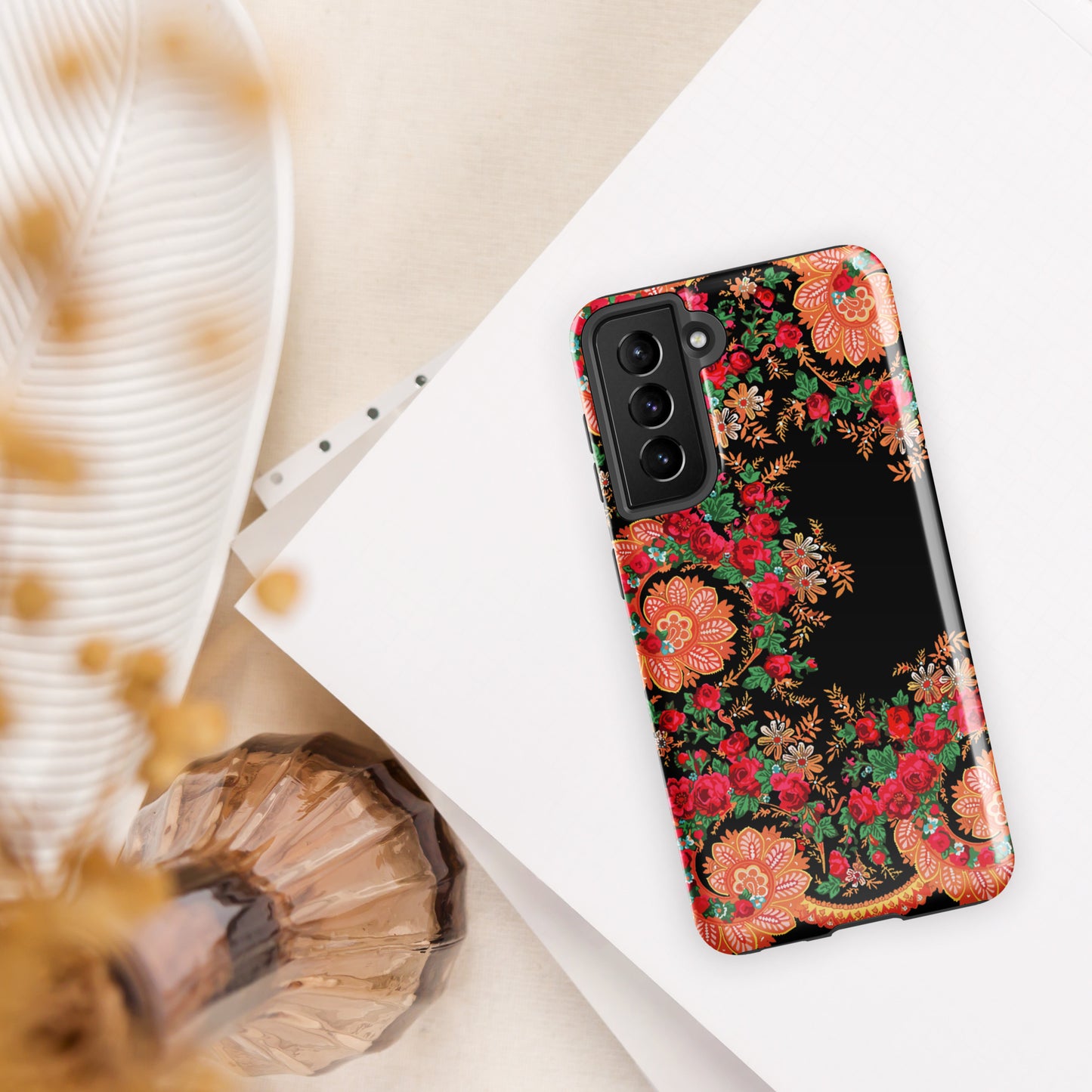 Coque Samsung rigide double protection « Foulard portugais Minhoto noir »