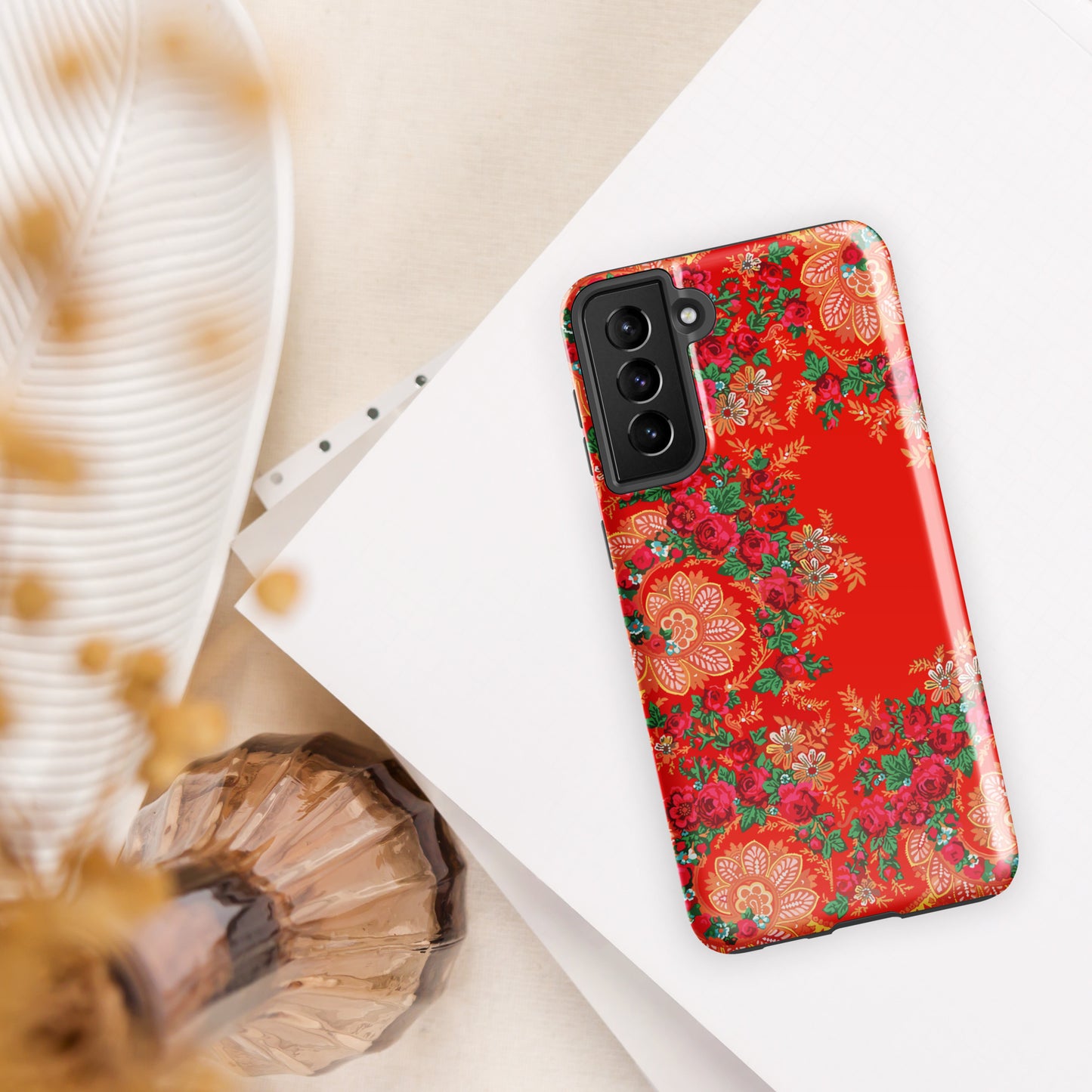 Coque Samsung rigide double protection « Foulard portugais Minhoto rouge »