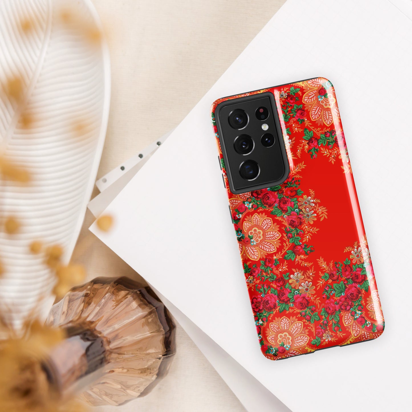 Coque Samsung rigide double protection « Foulard portugais Minhoto rouge »