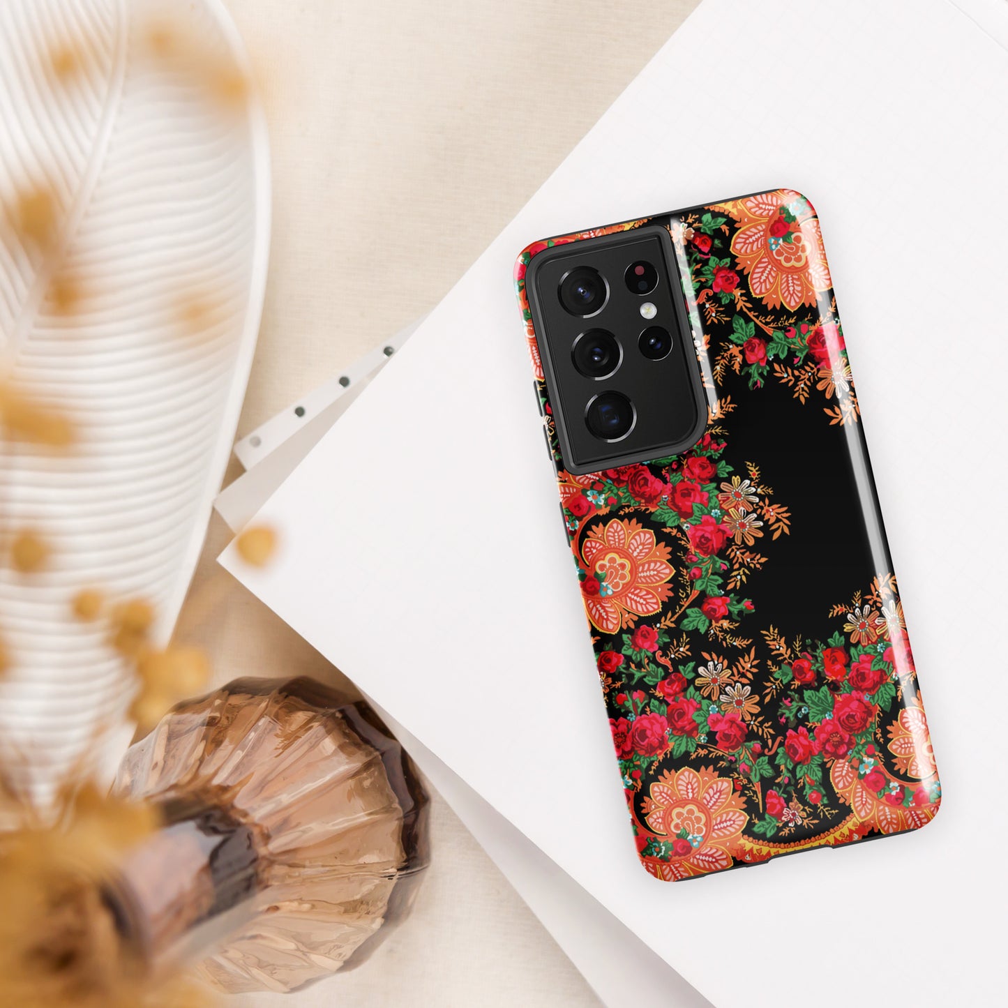 Coque Samsung rigide double protection « Foulard portugais Minhoto noir »