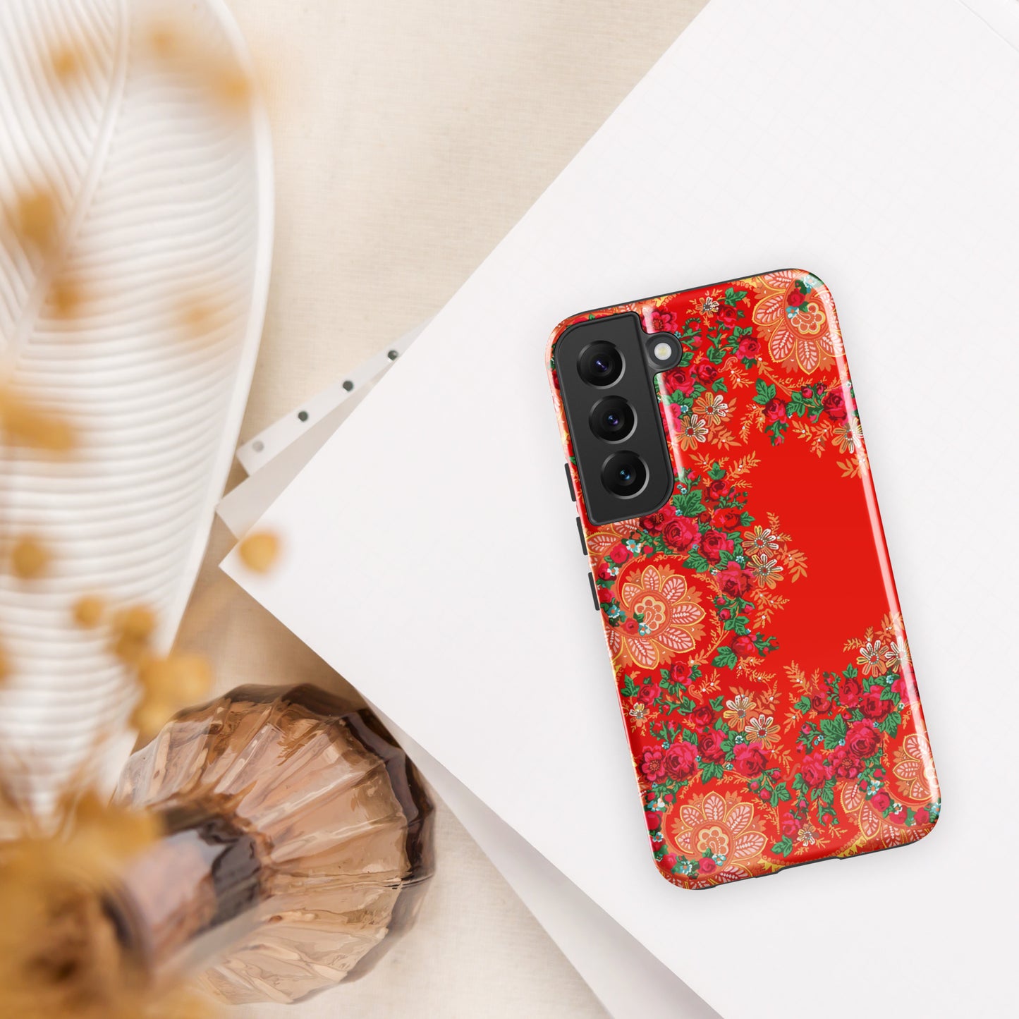 Coque Samsung rigide double protection « Foulard portugais Minhoto rouge »