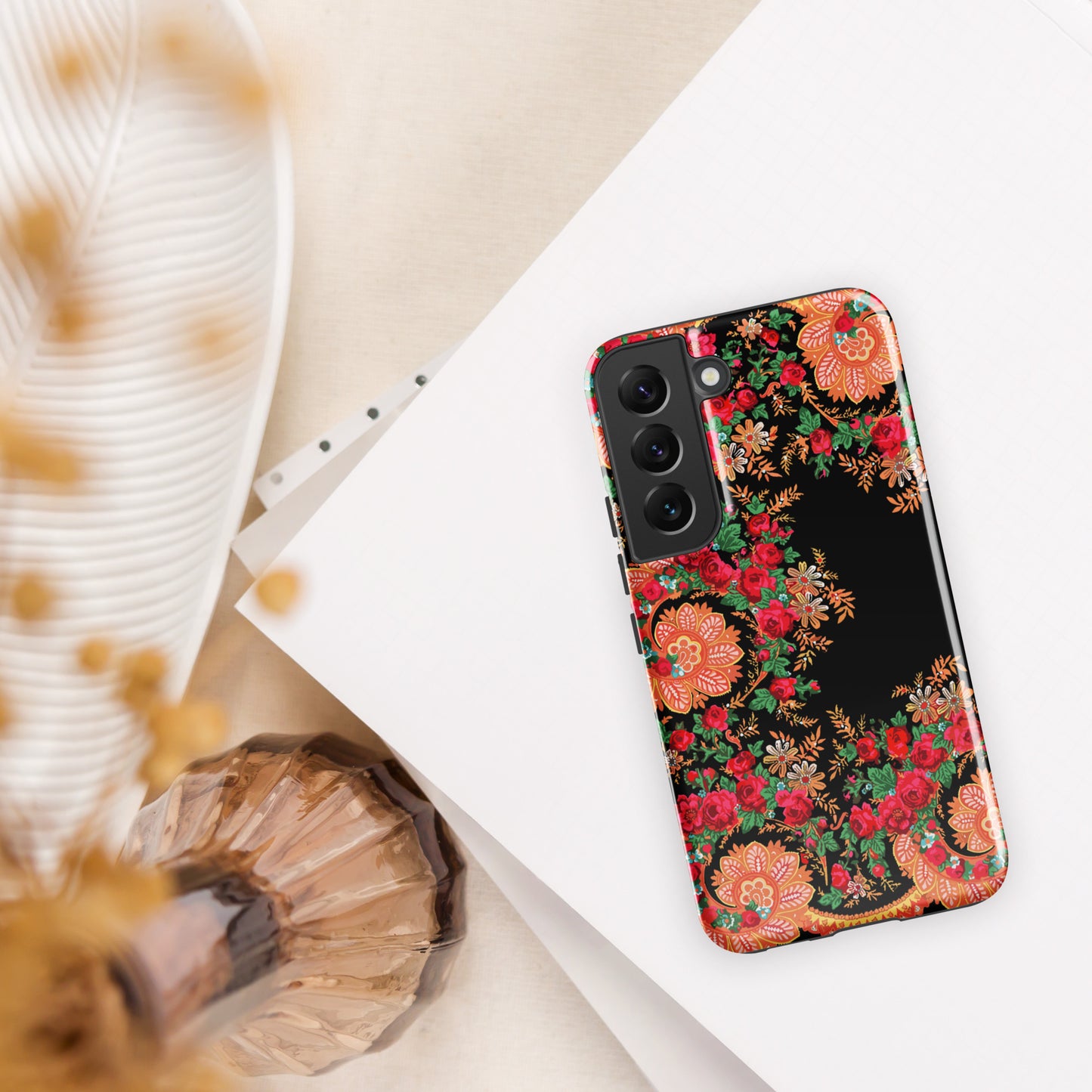 Coque Samsung rigide double protection « Foulard portugais Minhoto noir »