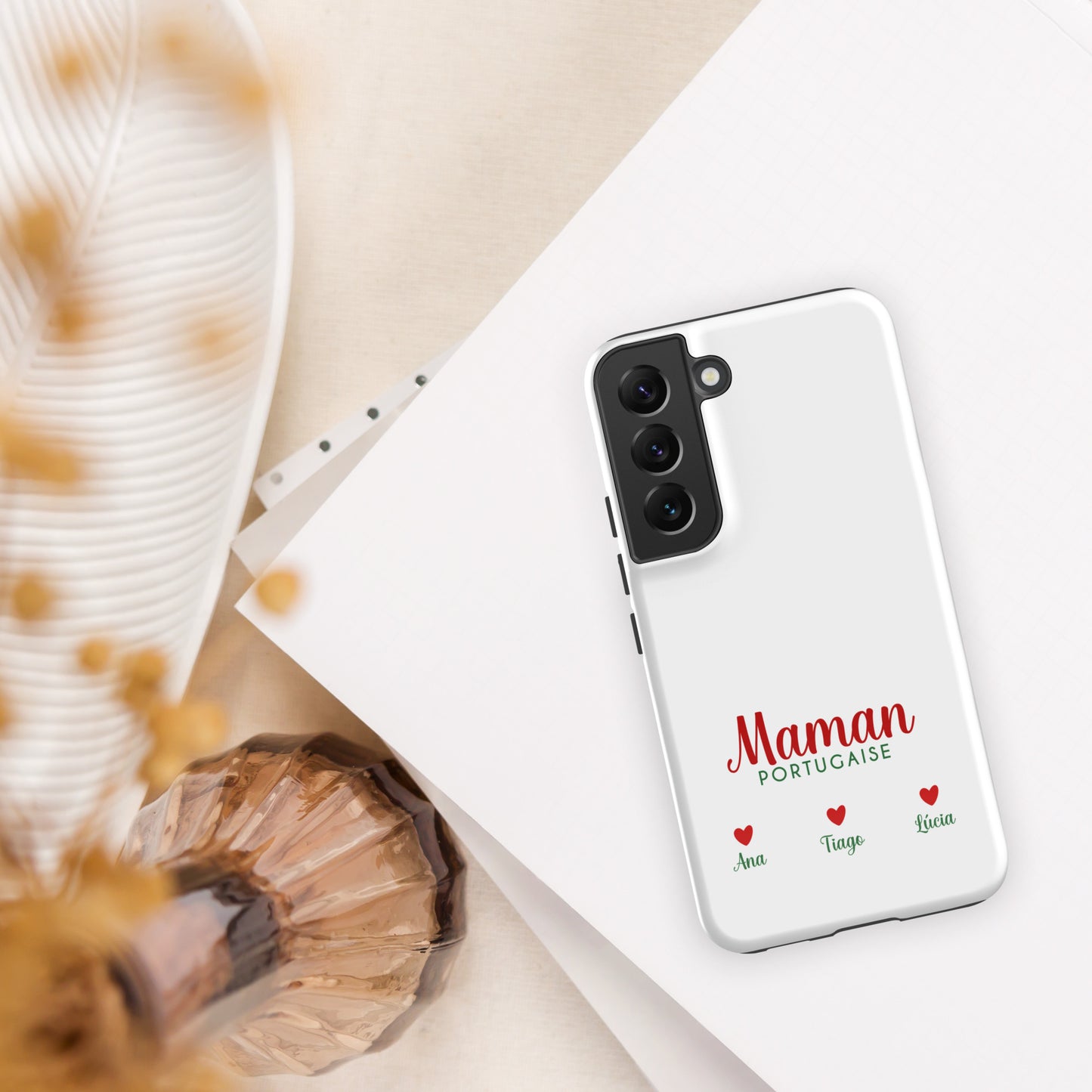 Coque Samsung rigide double protection « Maman portugaise » personnalisable