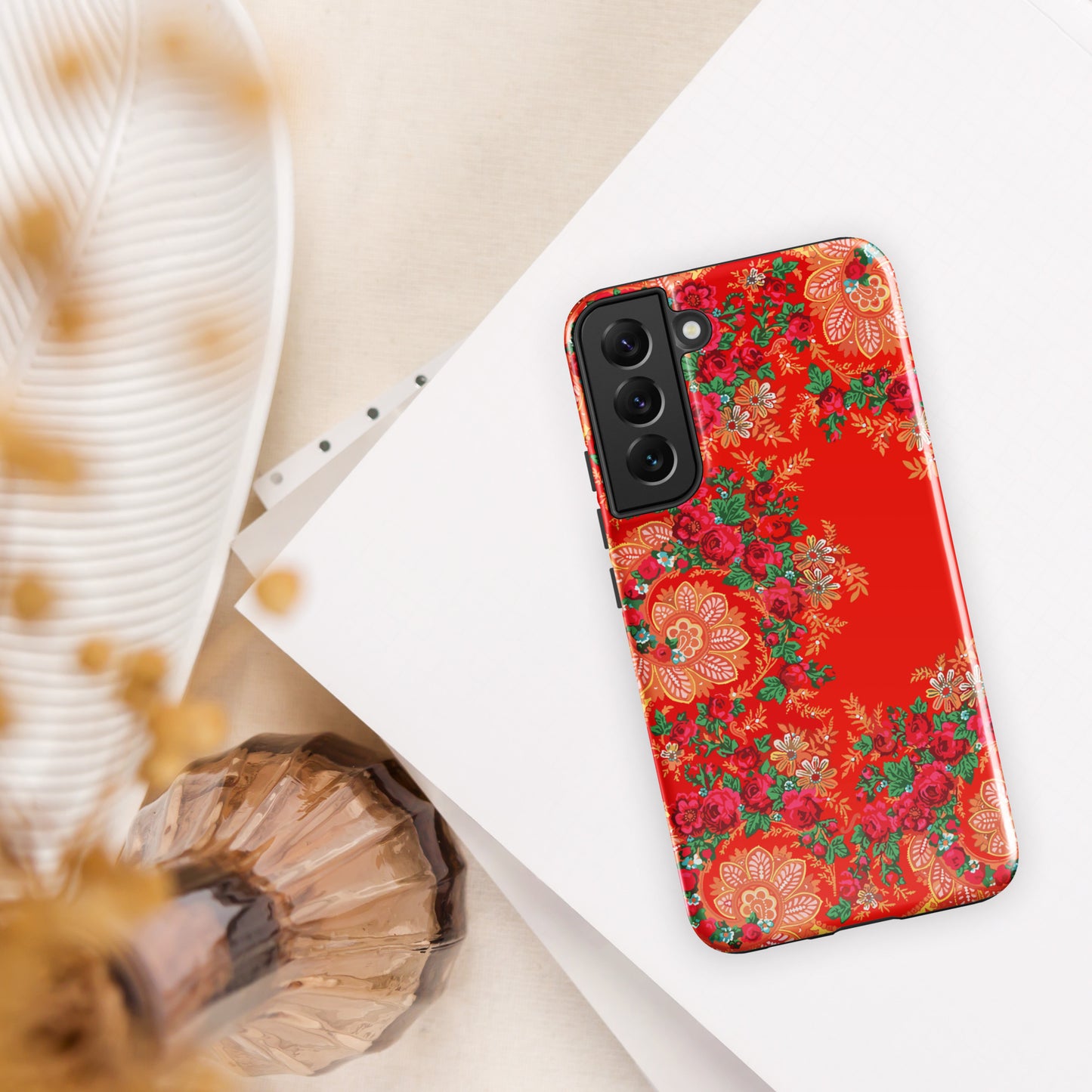 Coque Samsung rigide double protection « Foulard portugais Minhoto rouge »