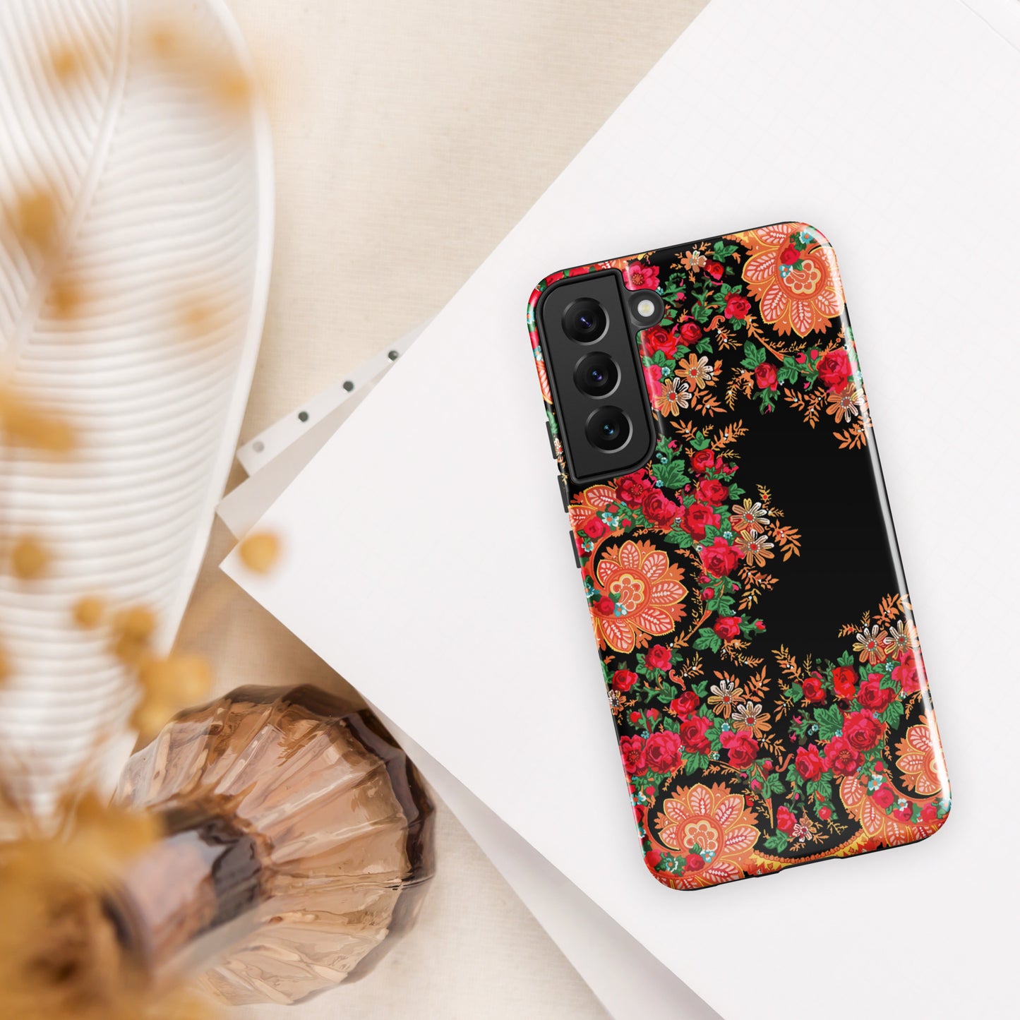 Coque Samsung rigide double protection « Foulard portugais Minhoto noir »