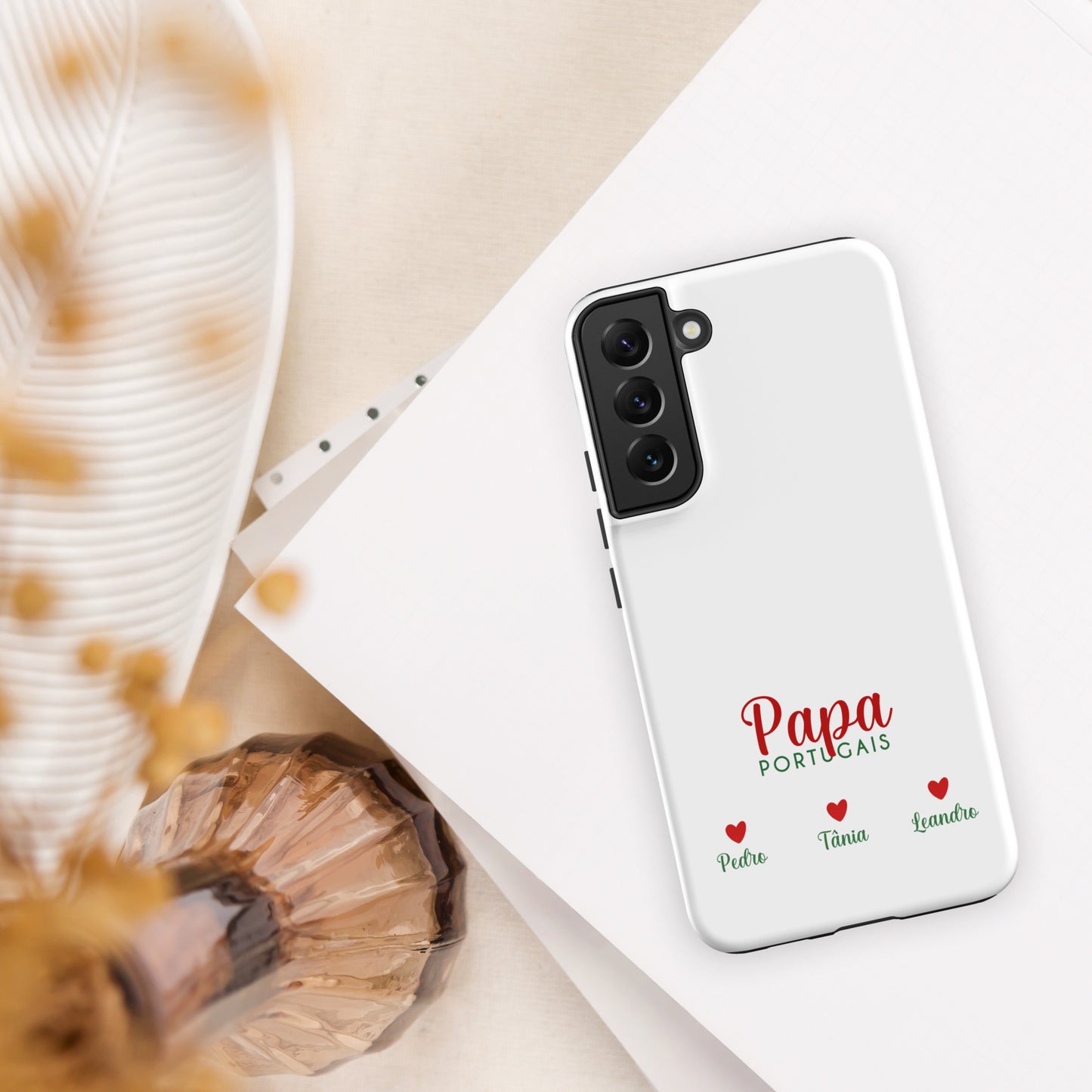 Coque Samsung rigide double protection « Papa portugais » personnalisable