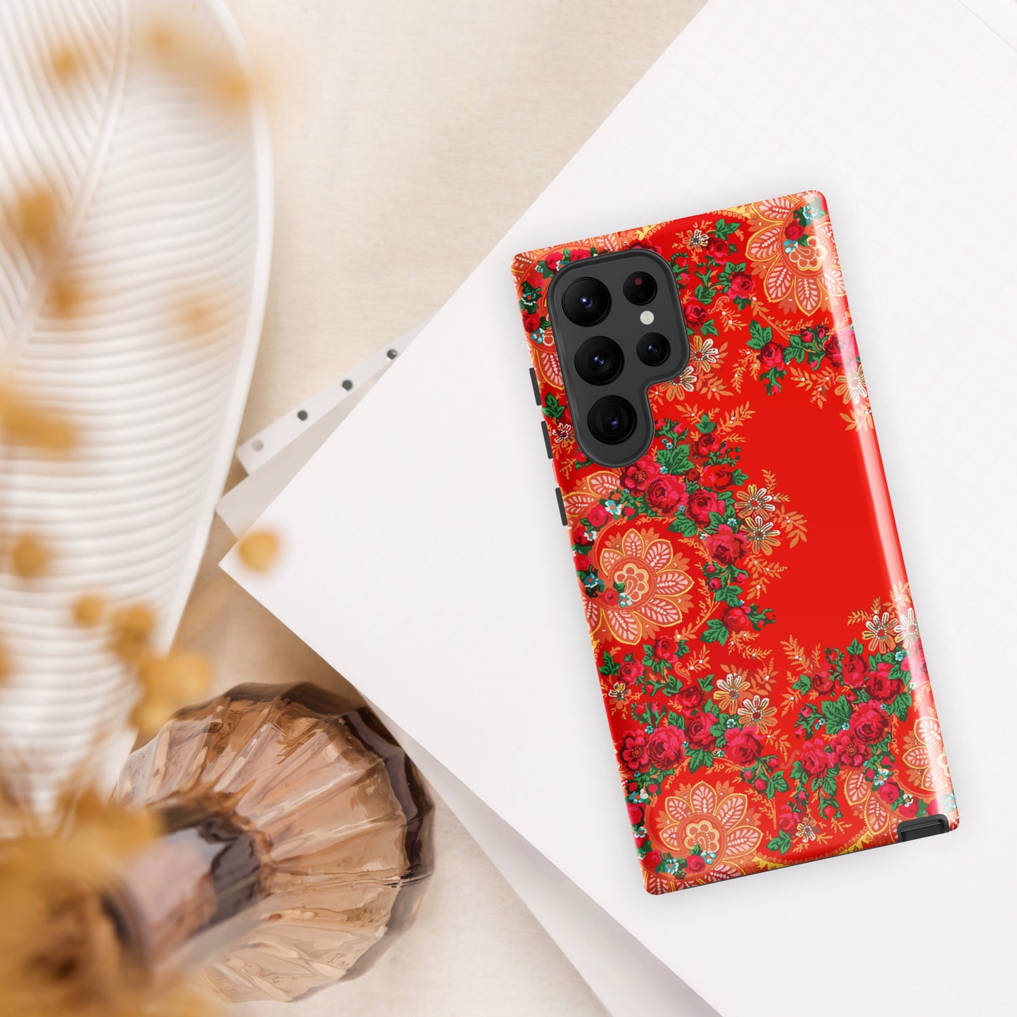Coque Samsung rigide double protection « Foulard portugais Minhoto rouge »