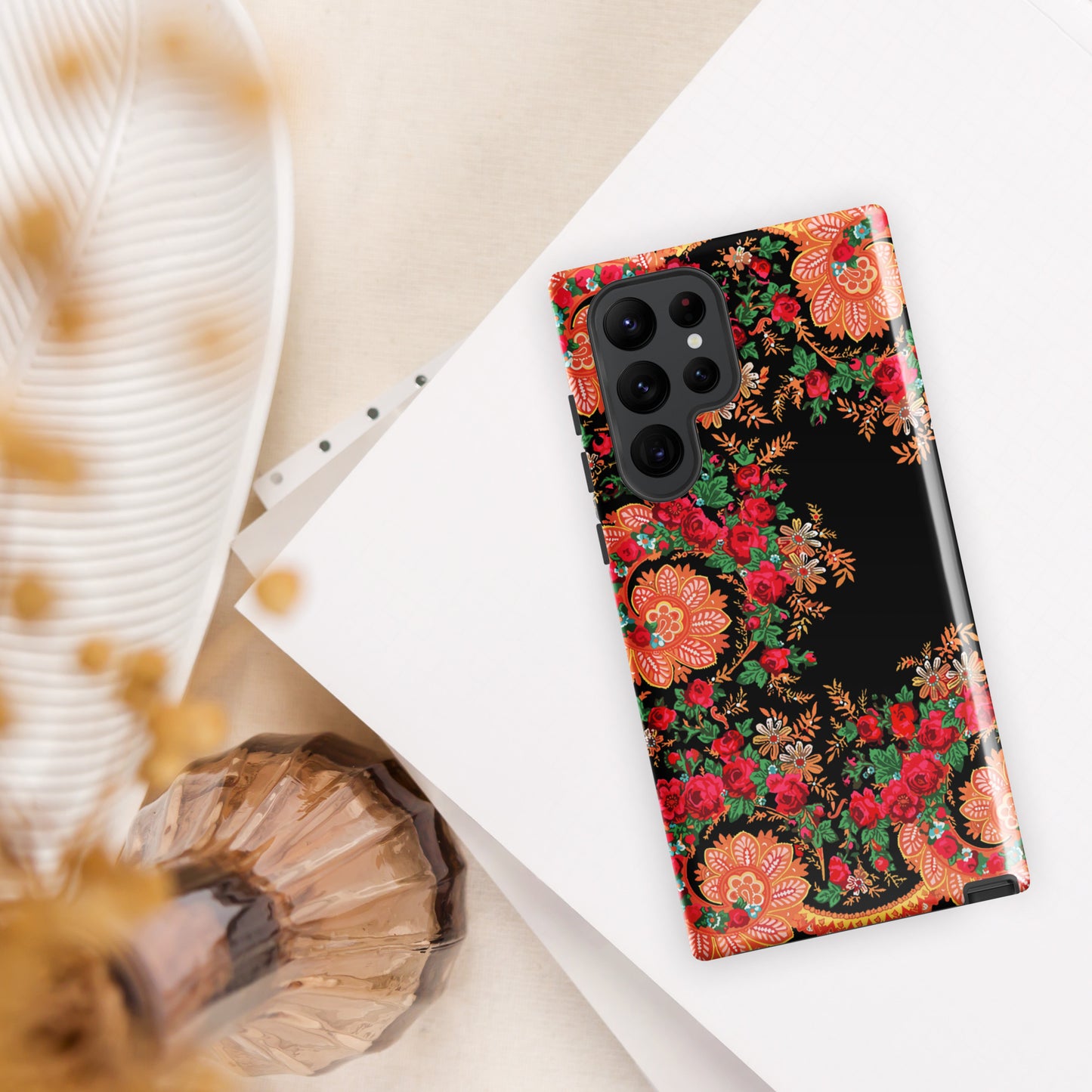 Coque Samsung rigide double protection « Foulard portugais Minhoto noir »