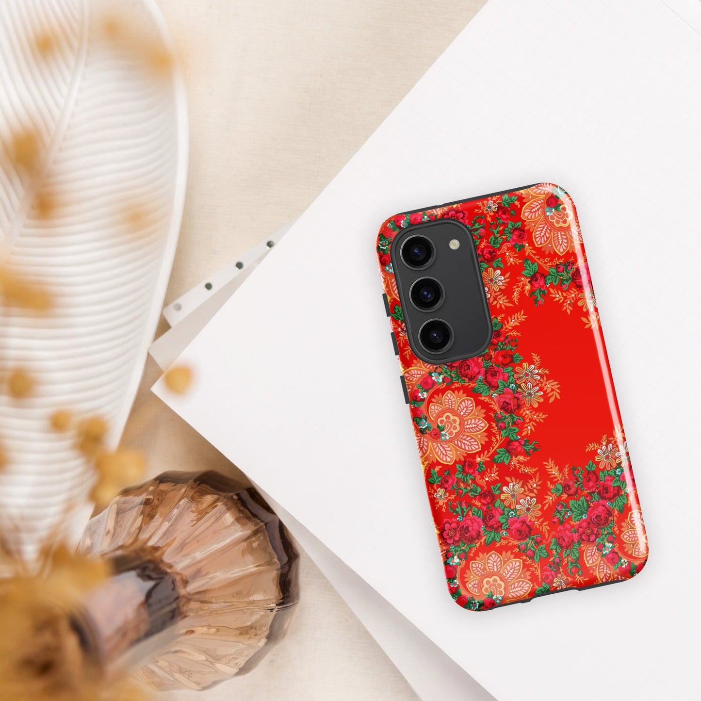 Coque Samsung rigide double protection « Foulard portugais Minhoto rouge »