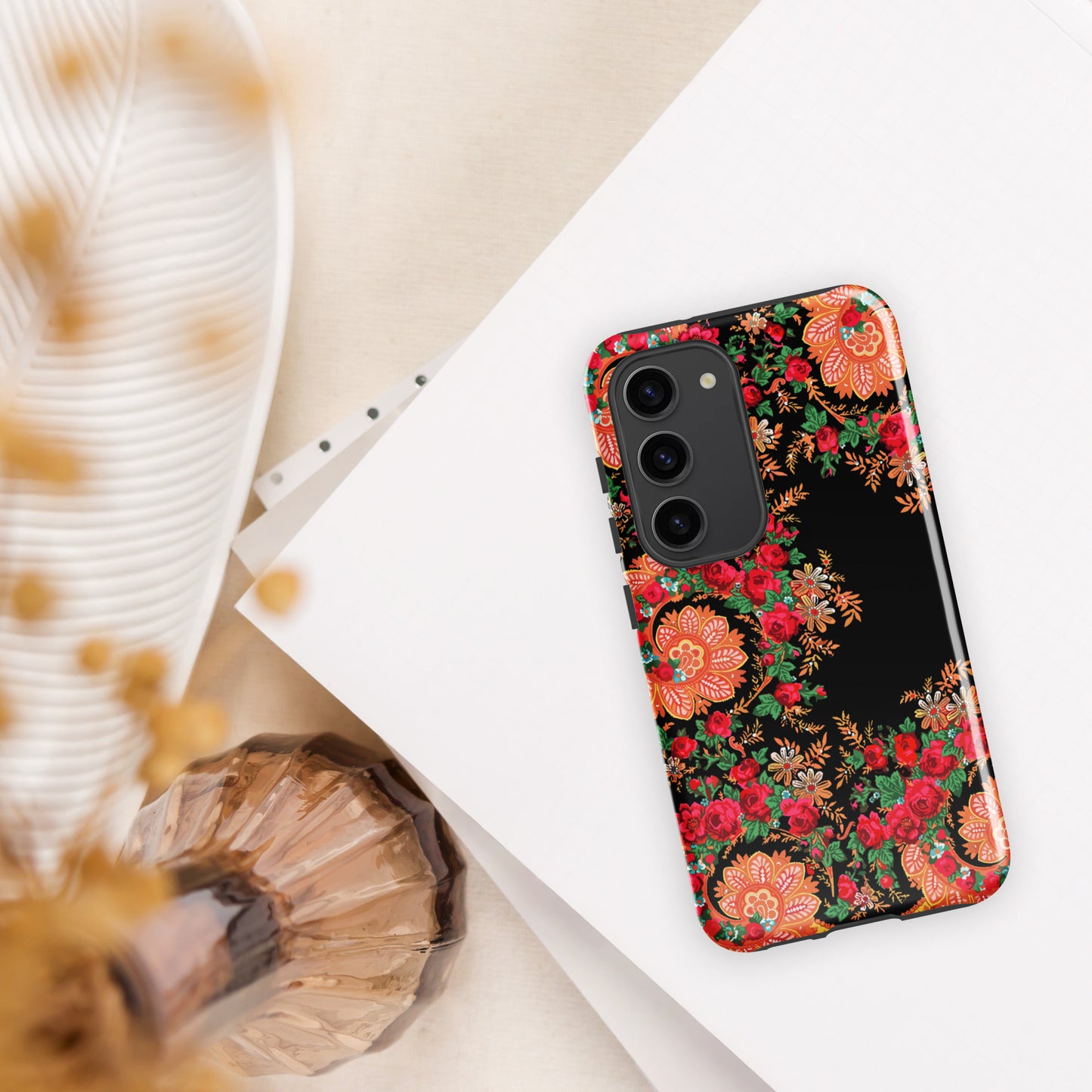 Coque Samsung rigide double protection « Foulard portugais Minhoto noir »