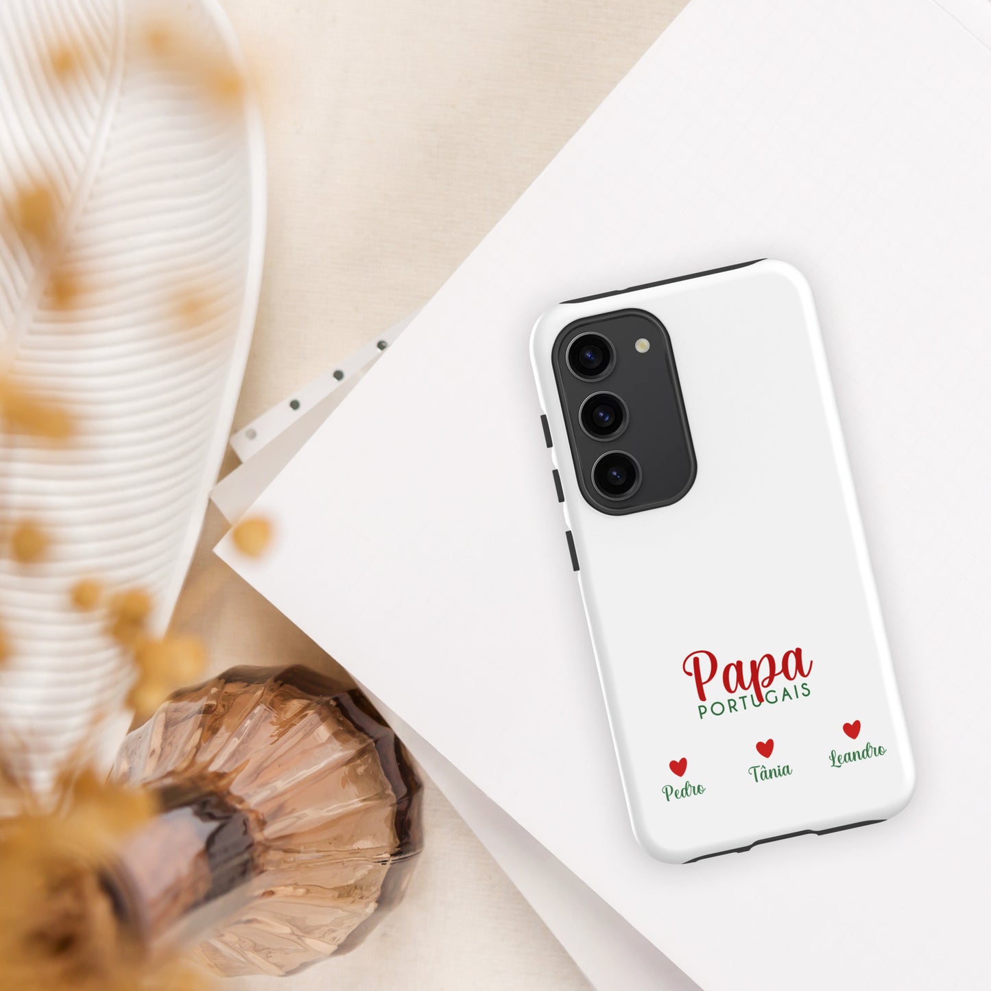 Coque Samsung rigide double protection « Papa portugais » personnalisable