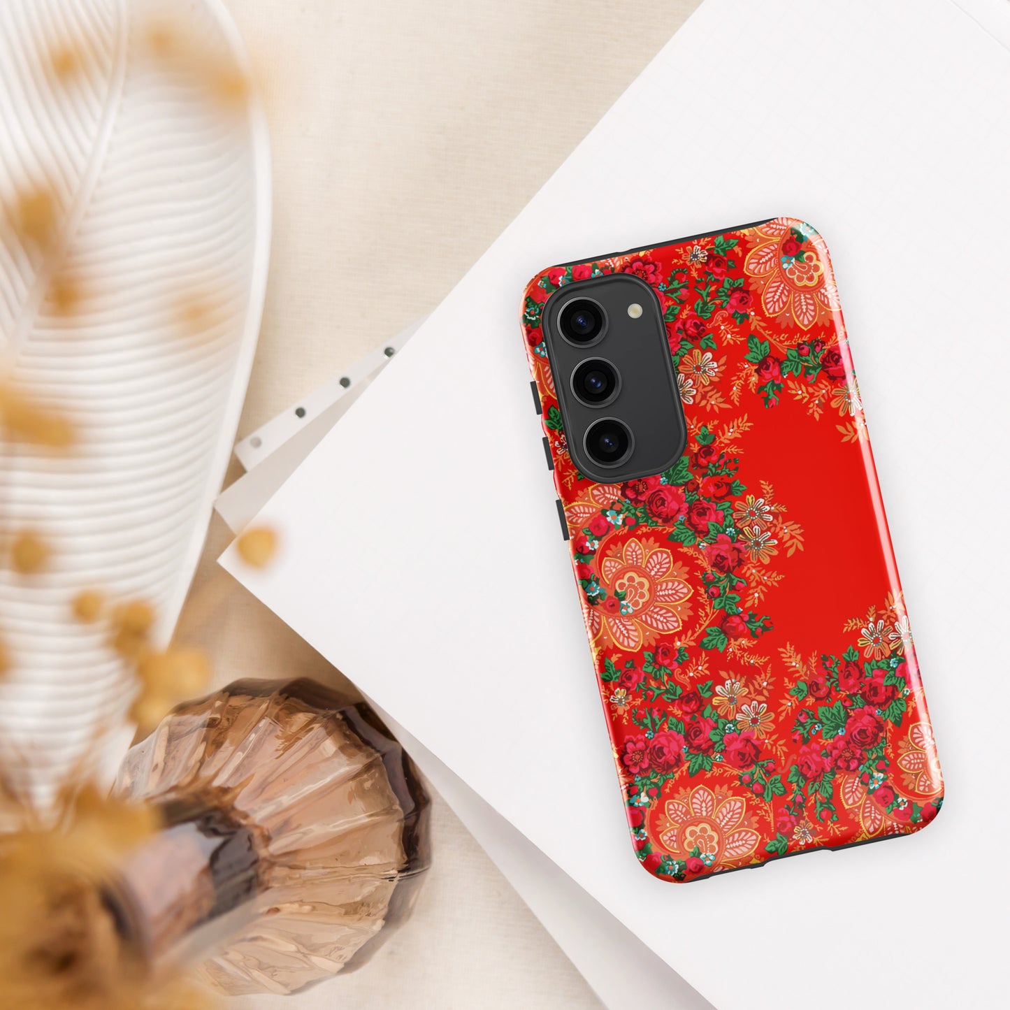 Coque Samsung rigide double protection « Foulard portugais Minhoto rouge »