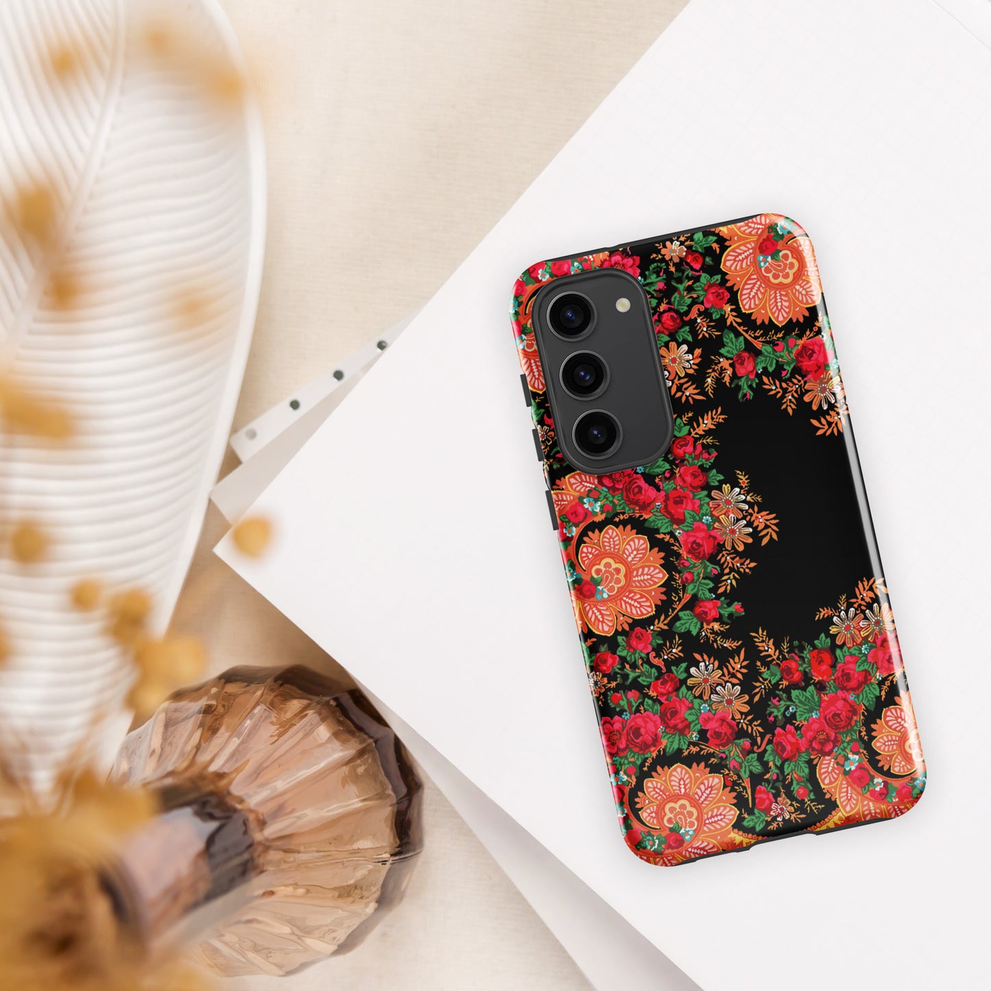 Coque Samsung rigide double protection « Foulard portugais Minhoto noir »