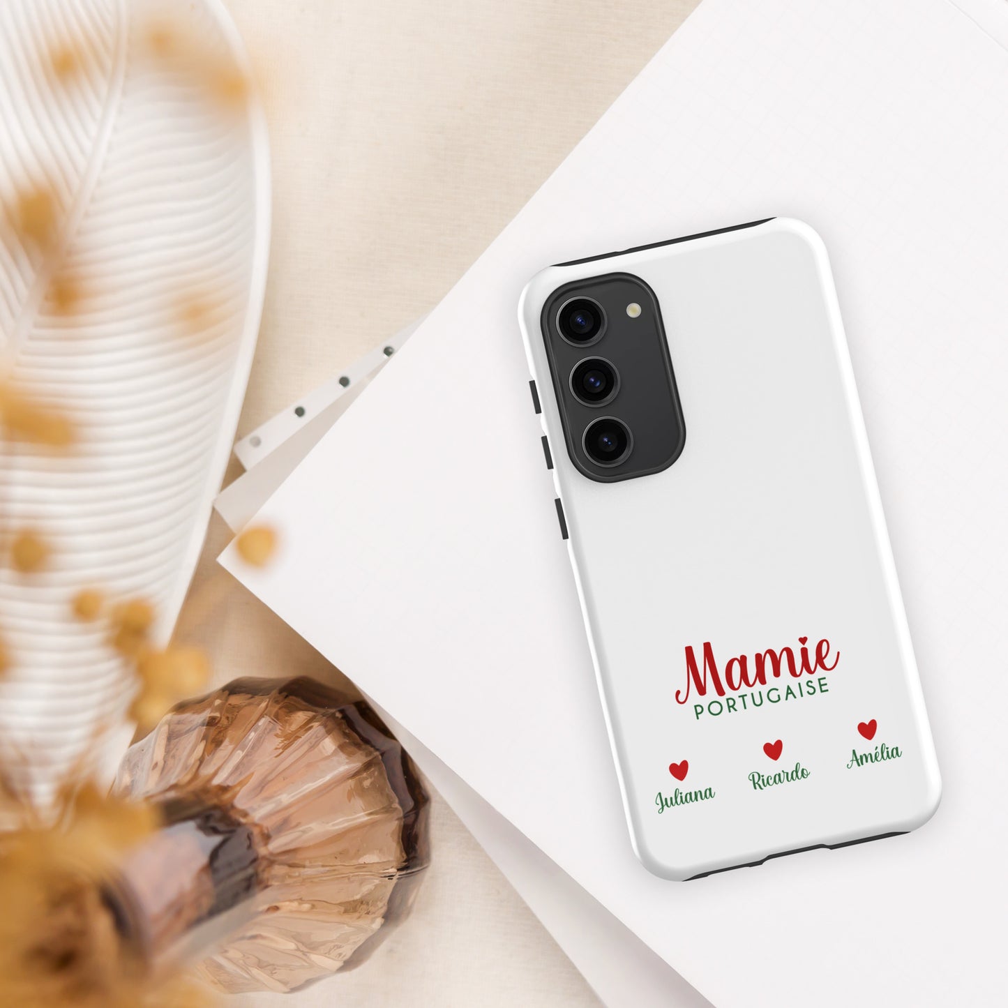 Coque Samsung rigide double protection « Mamie portugaise » personnalisable