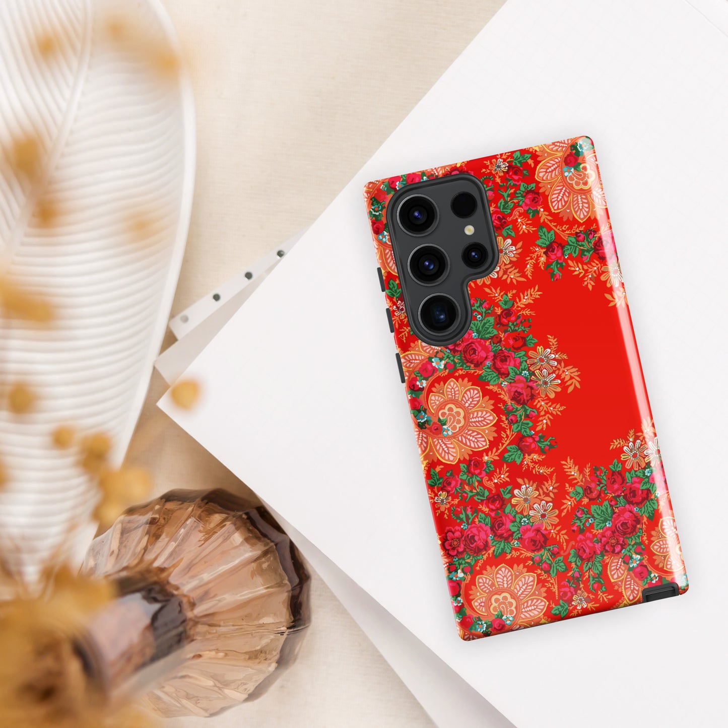 Coque Samsung rigide double protection « Foulard portugais Minhoto rouge »