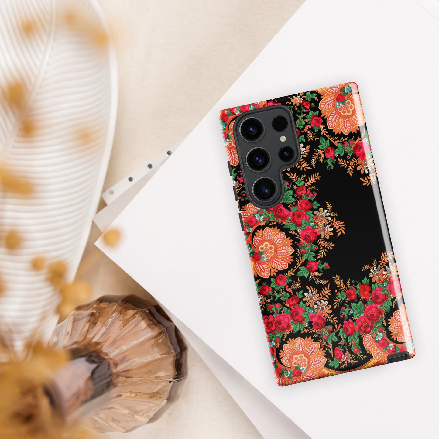 Coque Samsung rigide double protection « Foulard portugais Minhoto noir »