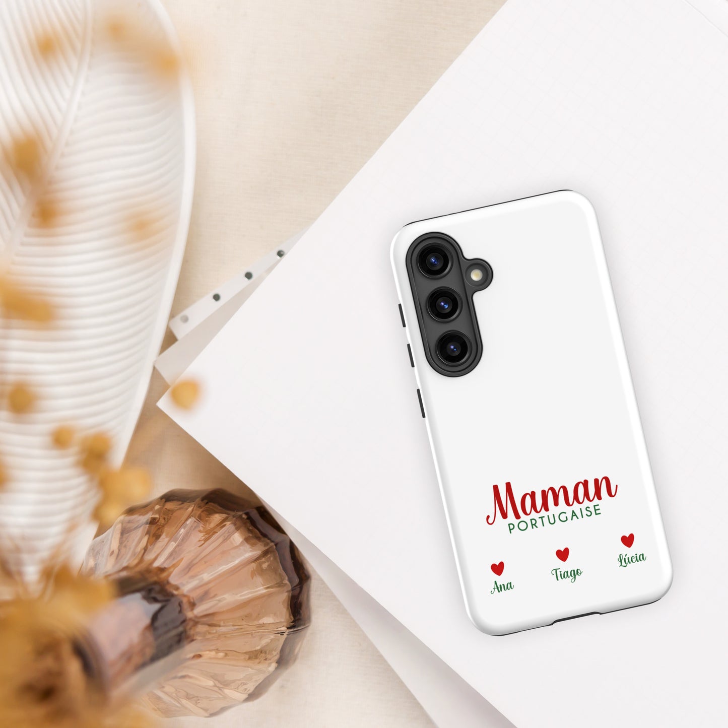 Coque Samsung rigide double protection « Maman portugaise » personnalisable