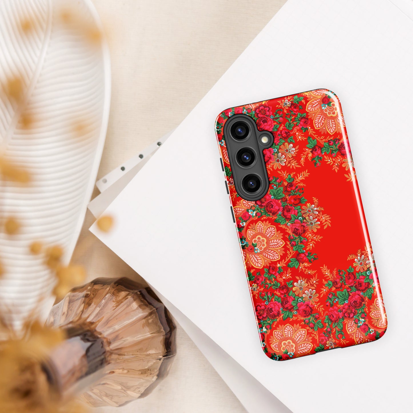 Coque Samsung rigide double protection « Foulard portugais Minhoto rouge »