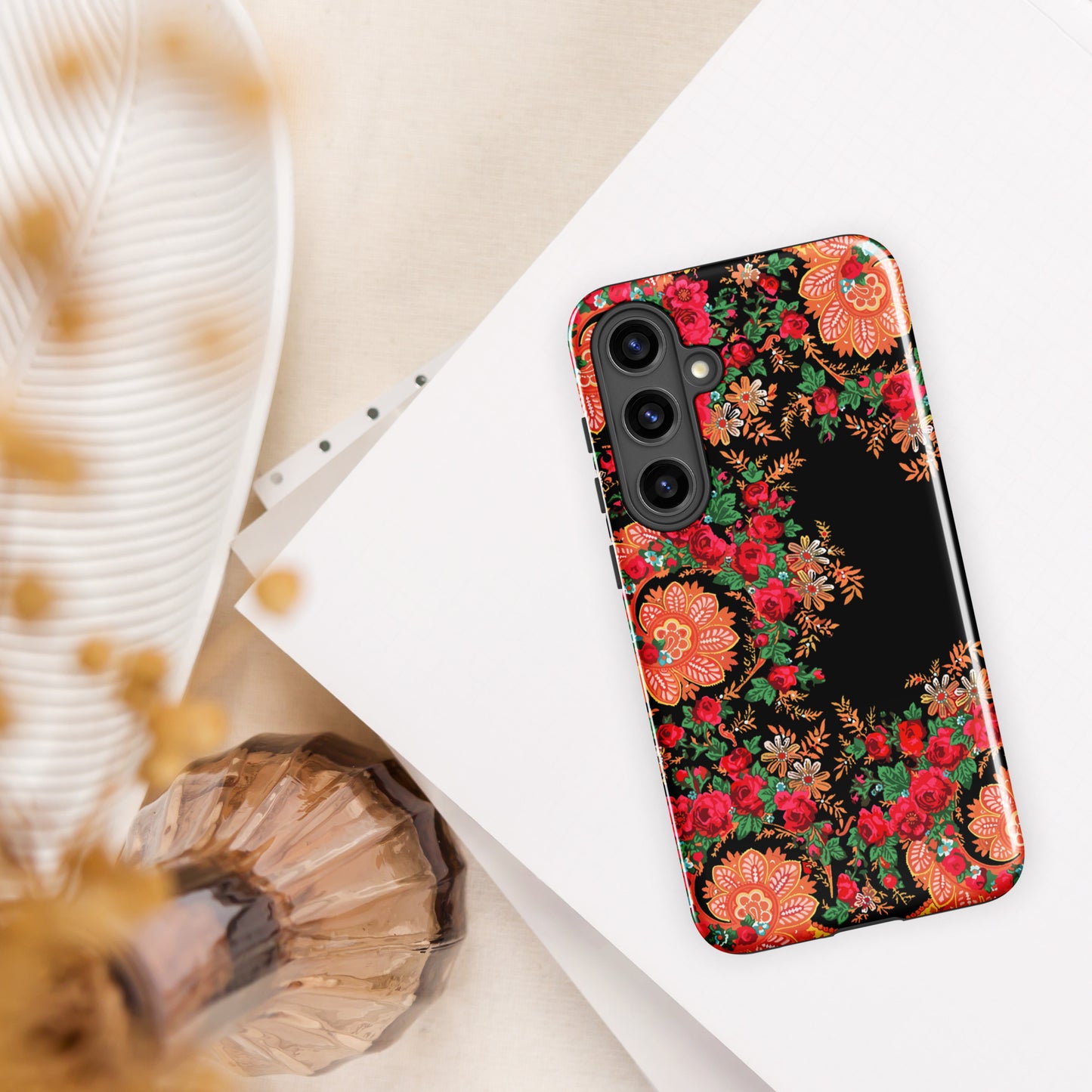 Coque Samsung rigide double protection « Foulard portugais Minhoto noir »